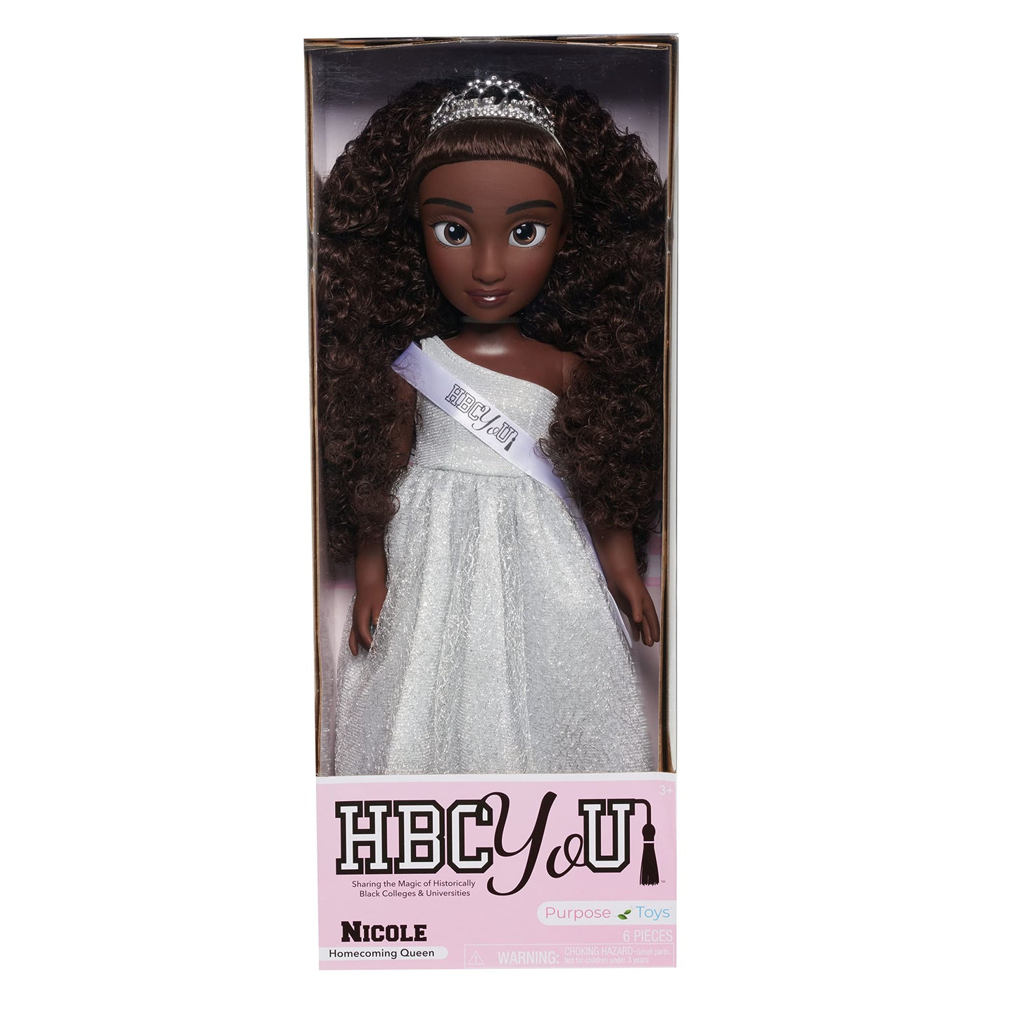 Just Play HBCyoU Homecoming Queen Doll Nicole, 18-inch Doll & Accessories, Curly 4A Textured Hair, Deep Brown Skin Tone, Designed and Developed by