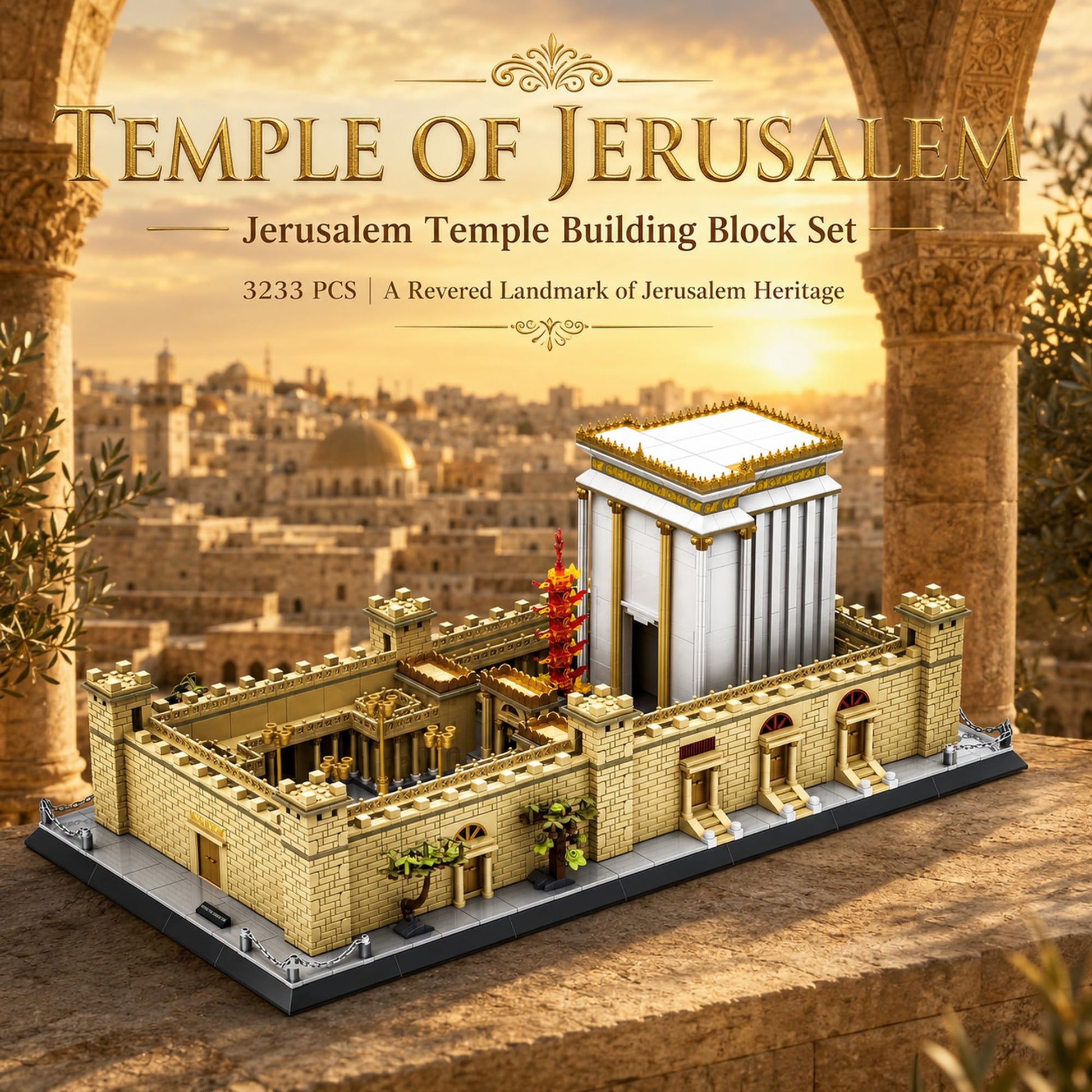 LQPFBSM Jerusalem Temple Building Blocks Sets Judaism Architecture Building Toys Solomon’s Holy Temple Model Toys Judaica & Christian Bible Gift