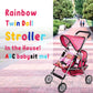 Twin Doll Stroller - Pretend Play Stroller for Dolls - Toy Stroller with Storage Basket for Baby Doll Accessories Set