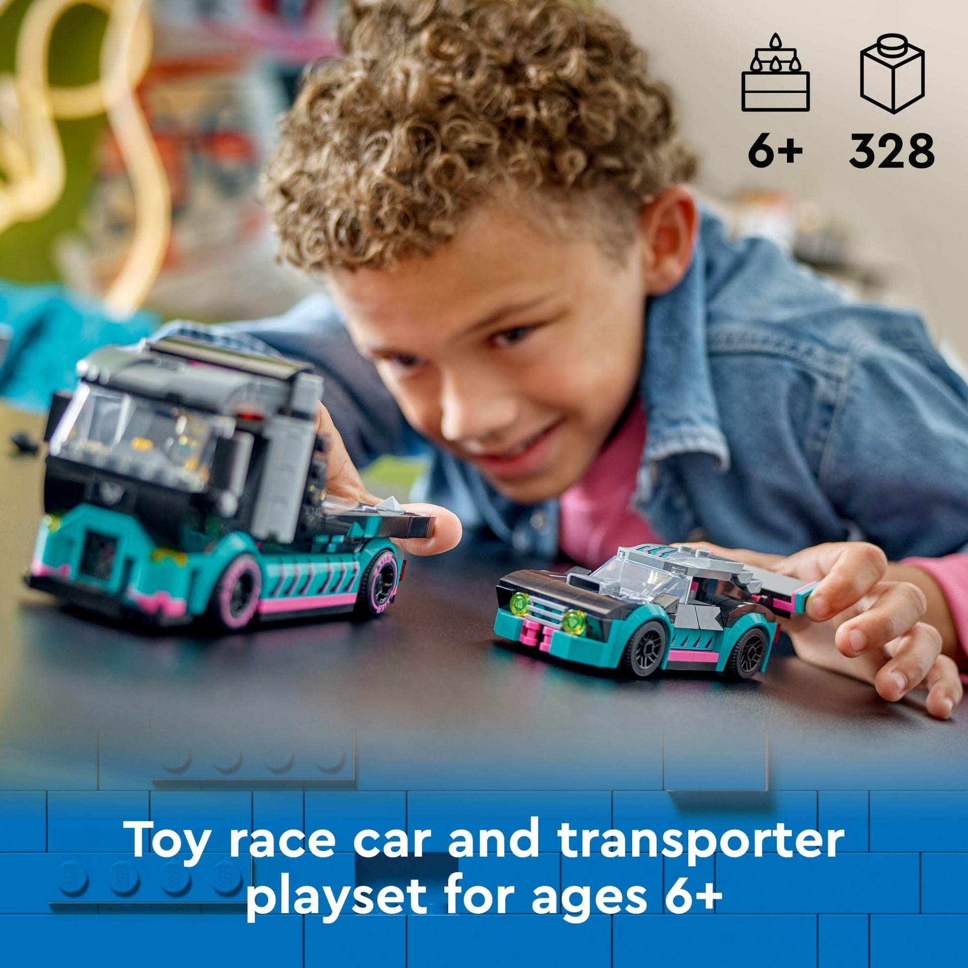 LEGO City Race Car and Car Carrier Truck Building Toys - Pretend Play Toys for Boys & Girls, Ages 6+ Years - Gift for Christmas - W/Racer & Driver