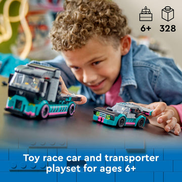 LEGO City Race Car and Car Carrier Truck Building Toys - Pretend Play Toys for Boys & Girls, Ages 6+ Years - Gift for Christmas - W/Racer & Driver