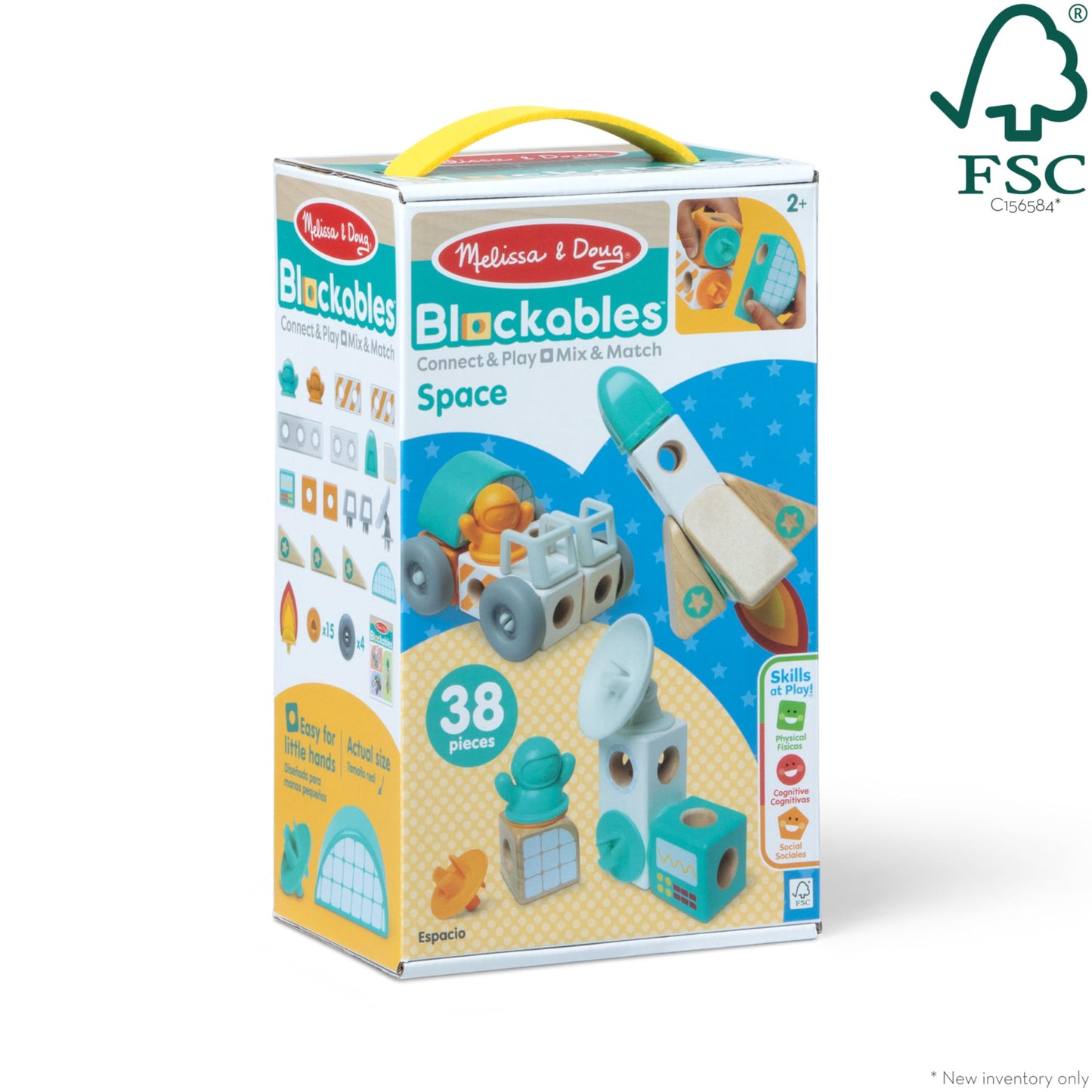 Melissa & Doug Blockables Space Wooden Building Blocks Connectable Toy