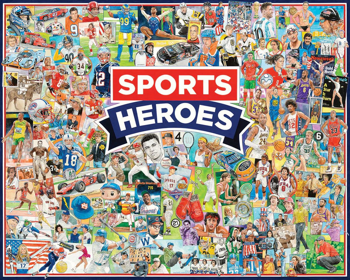 White Mountain 1000 Piece Jigsaw Puzzle Iconic Athletes, Sports Heroes