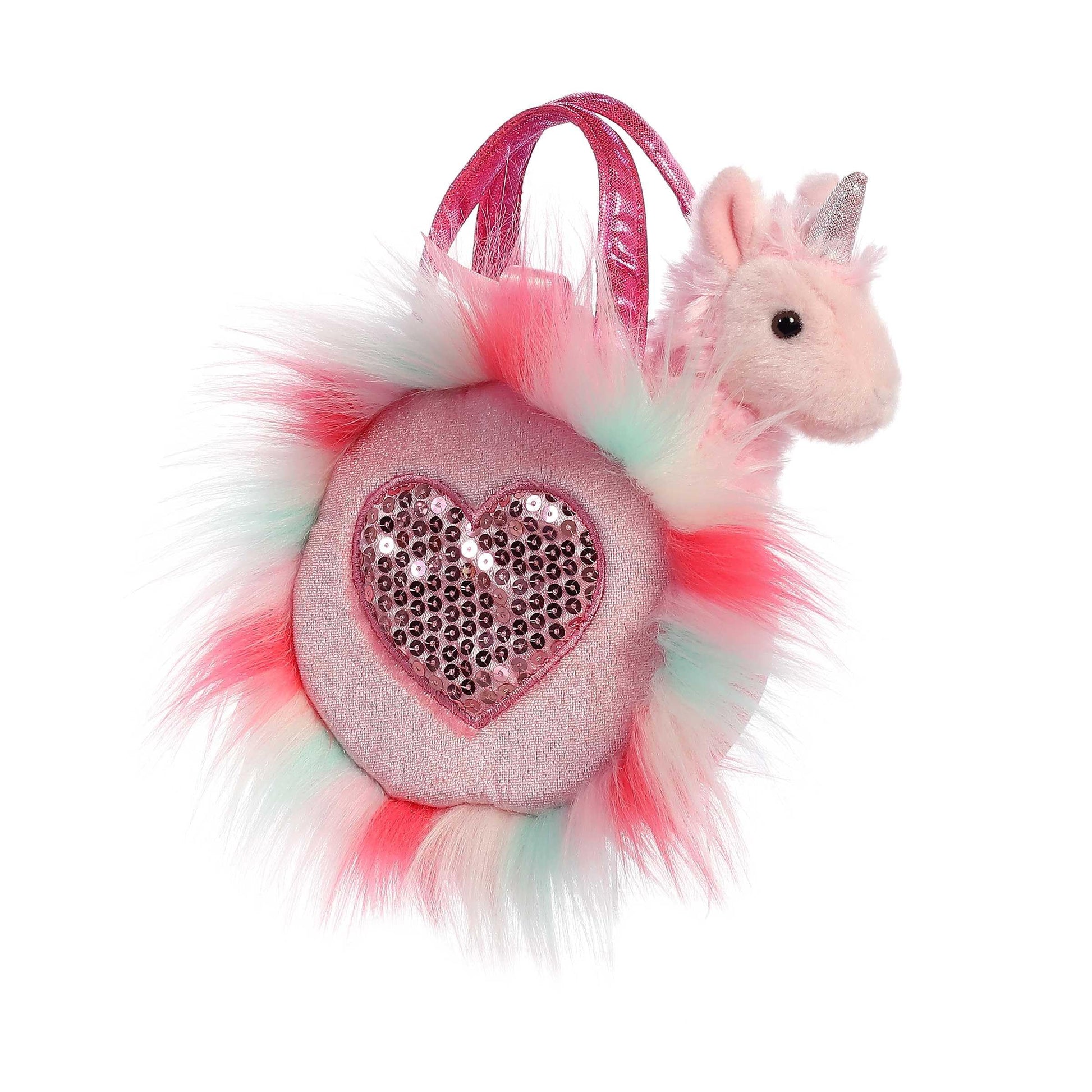 Aurora® Fashionable Fancy Pals™ Sparkle Heart Pink™ Llamacorn Stuffed Animal - Plush with Stylish Purse for Dress Up Fun - Perfect for Kids 3+ Years