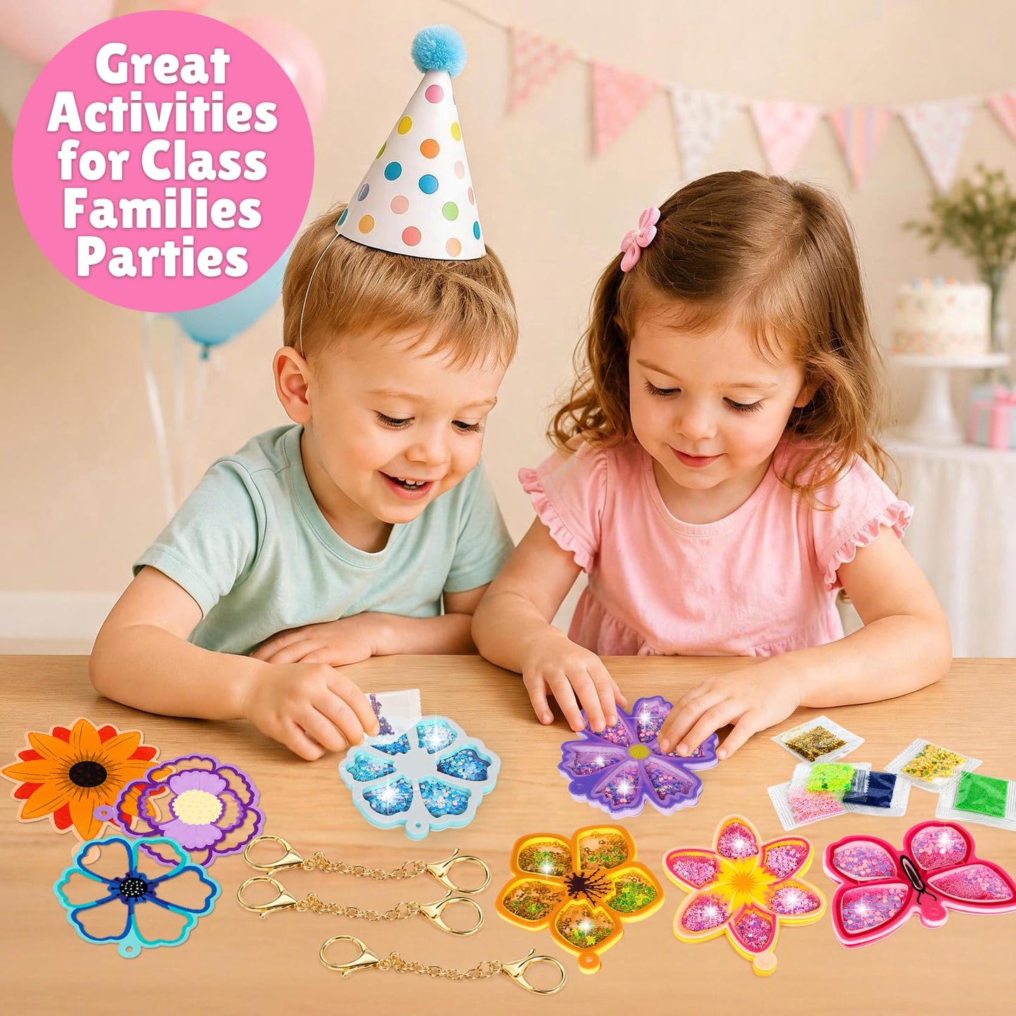 Fun Shake Glitter Crafts Kit for Kids, DIY Arts and Crafts Art Supplies Class Mess-Free Activity Creative Crafting Travel Toy, Birthday Gifts