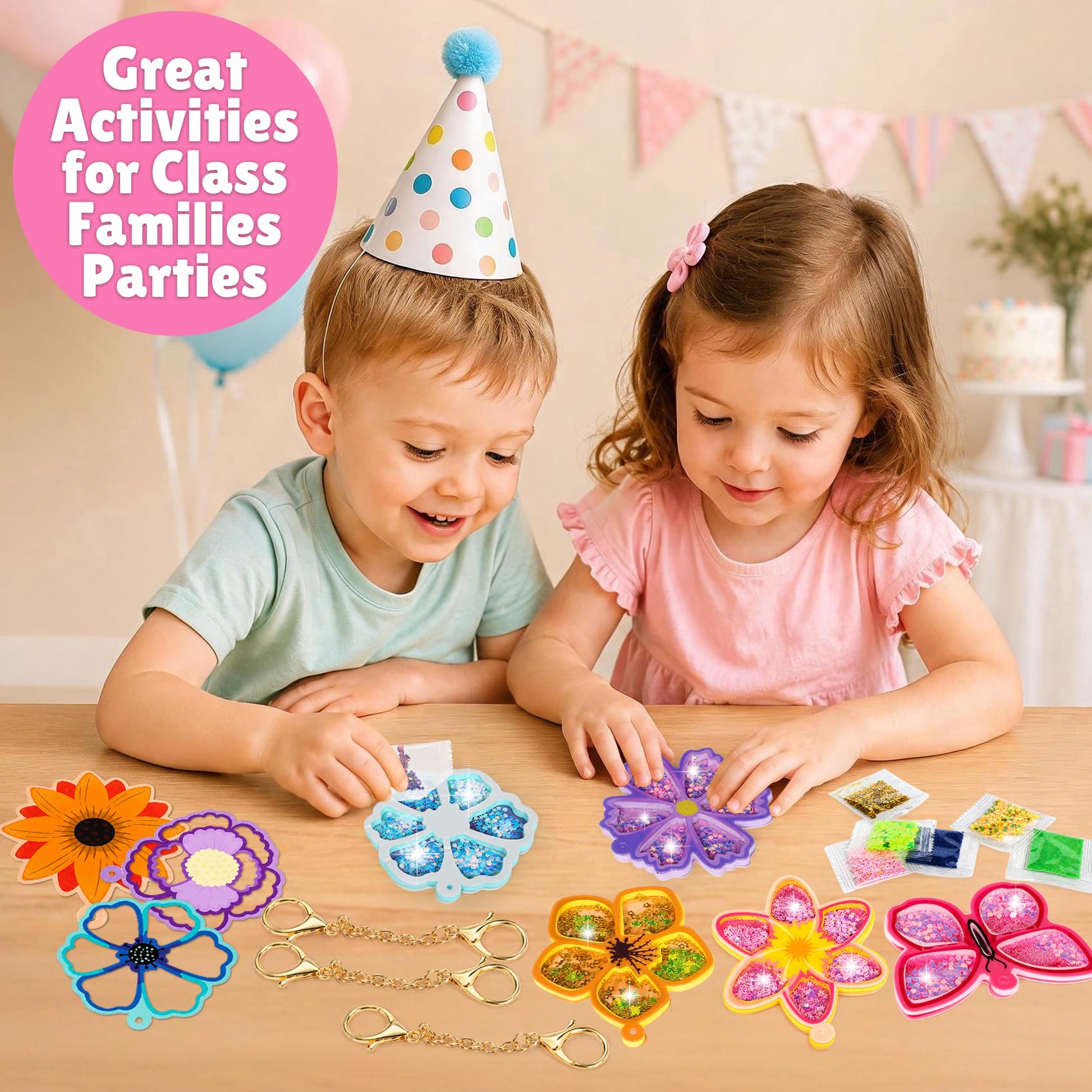 Fun Shake Glitter Crafts Kit for Kids, DIY Arts and Crafts Art Supplies Class Mess-Free Activity Creative Crafting Travel Toy, Birthday Gifts