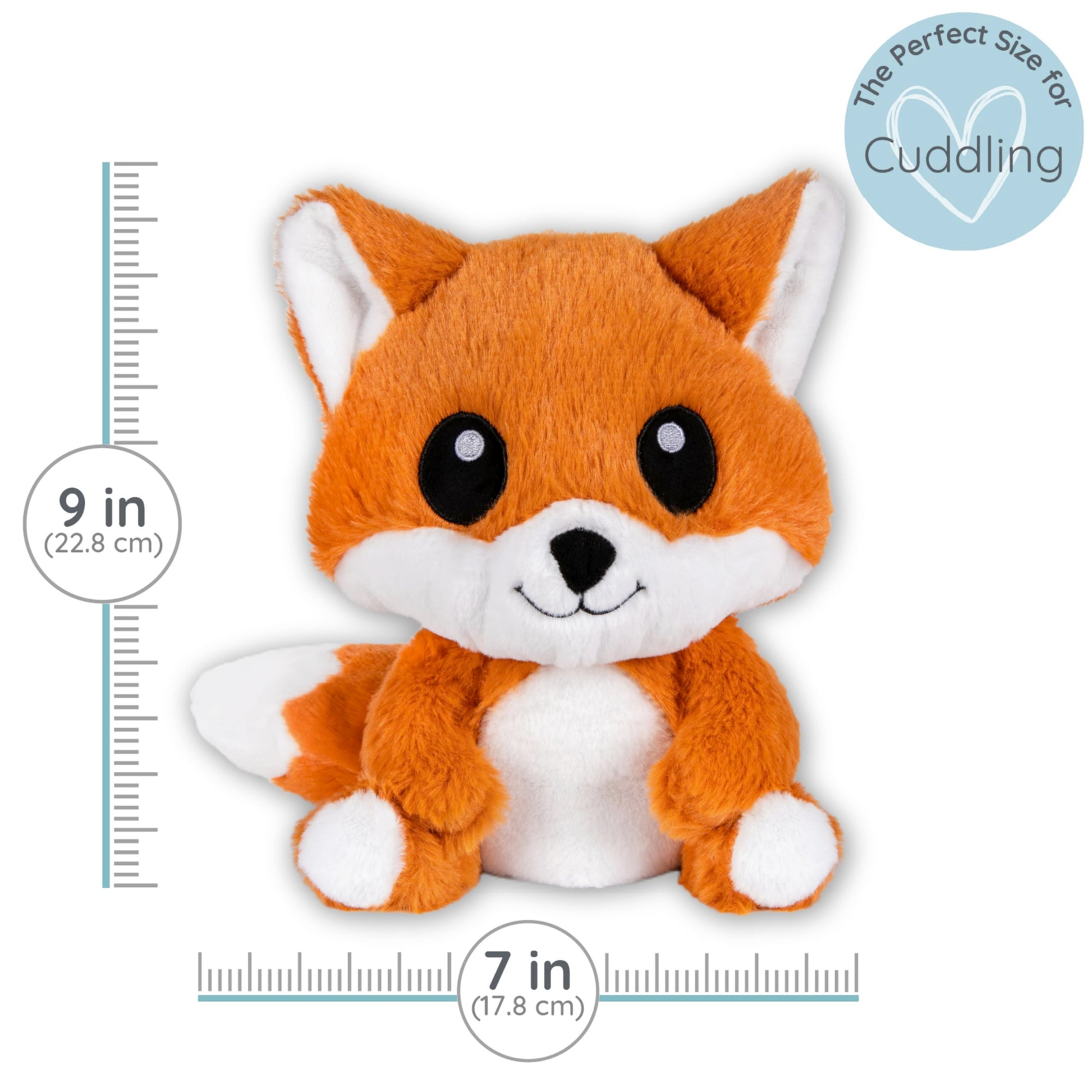 Friendly Fox - Microwavable & Weighted Plush Stuffed Animal - Heated Plushie for Warmth - Cute, Soft, Cozy Toy for Adults & Children (Boys, Girls
