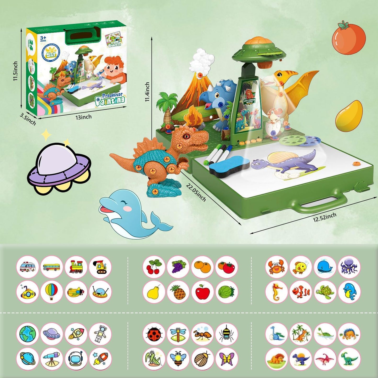 Drawing Projector for Kids, 2 in 1 Art Sketch Projector with 3D Puzzles, Trace and Draw Projector Include 48 Projection Image, Learn to Draw Toys