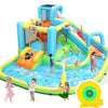 Whubefy Inflatable Water Slide Bounce House, 12.8x12Ft Water Bouncy House w/ 2 Slides/Jumping Area/Catch Ball/Ring Toss Game & 10 Accessories