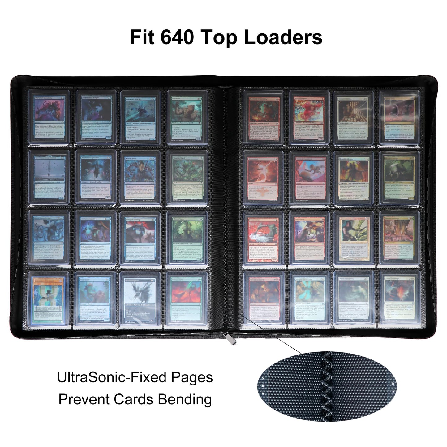 Rieton 16 Pocket Top loader Binder, Holds 640 Top Loaders, Top loader Binder with Sleeves for 3'' x 4'' Top loaders - Green