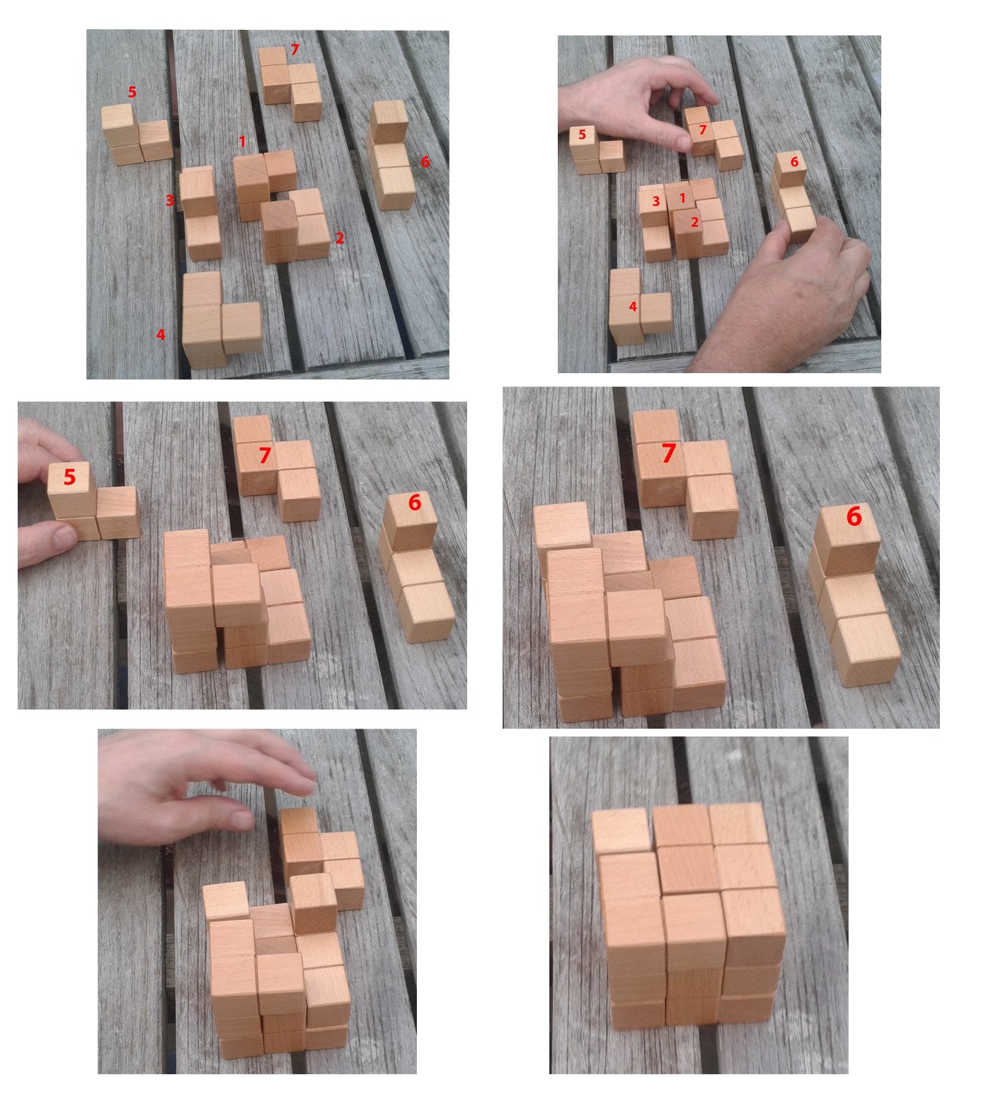 TOWO Large Wooden Soma Cube Puzzle, IQ Logic Brain Teaser Toy