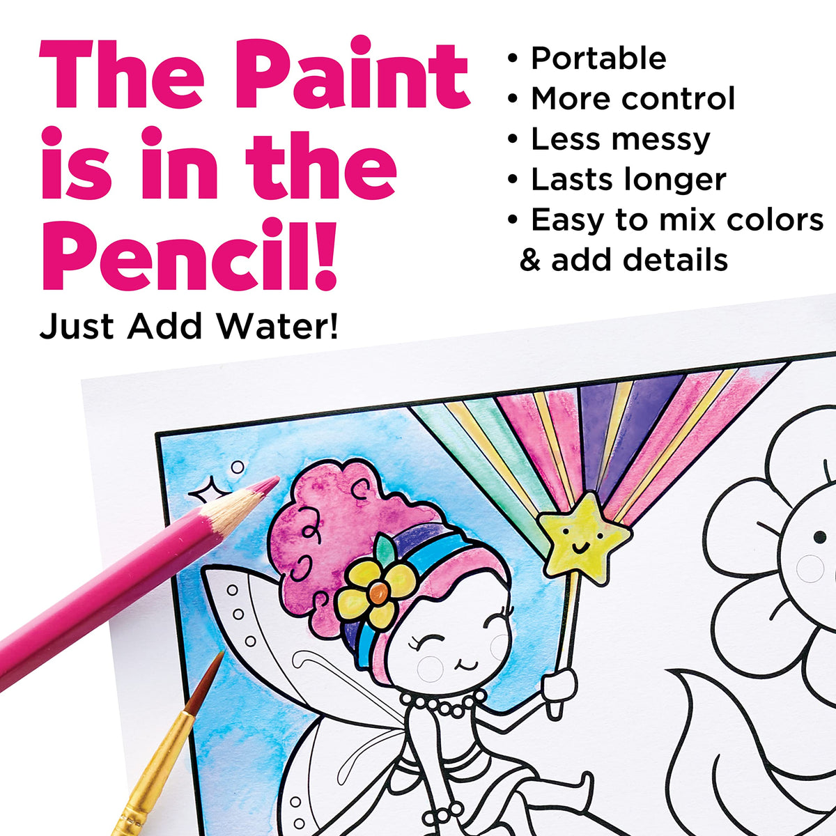 Faber-Castell Paint by Number Fairy Friends Pets - Kids Watercolor Fairies Toys for Ages 6-8+