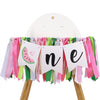 LINLULU Watermelon Highchair Banner, 1st Birthday Decorations for Girl, Fruits Theme, Red, Handmade, Reusable, Photo Prop, 80*8.75 inches