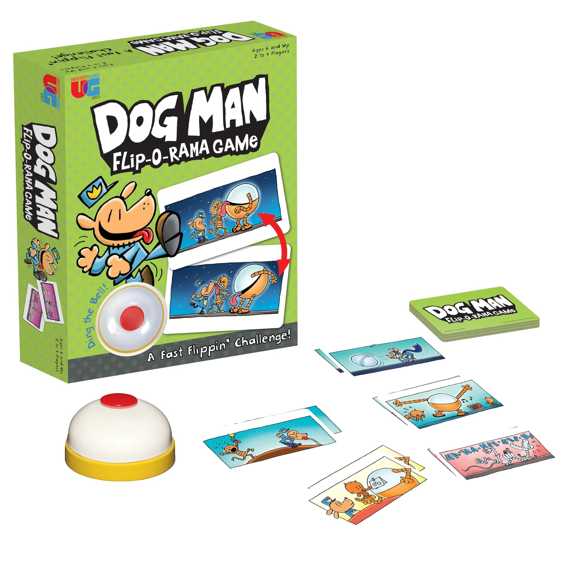 University Games Dog Man Flip-o-Rama Card Matching Game for Kids, Family Memory Card Game Ages 6+, Based on Dog Man Books by Dav Pilkey