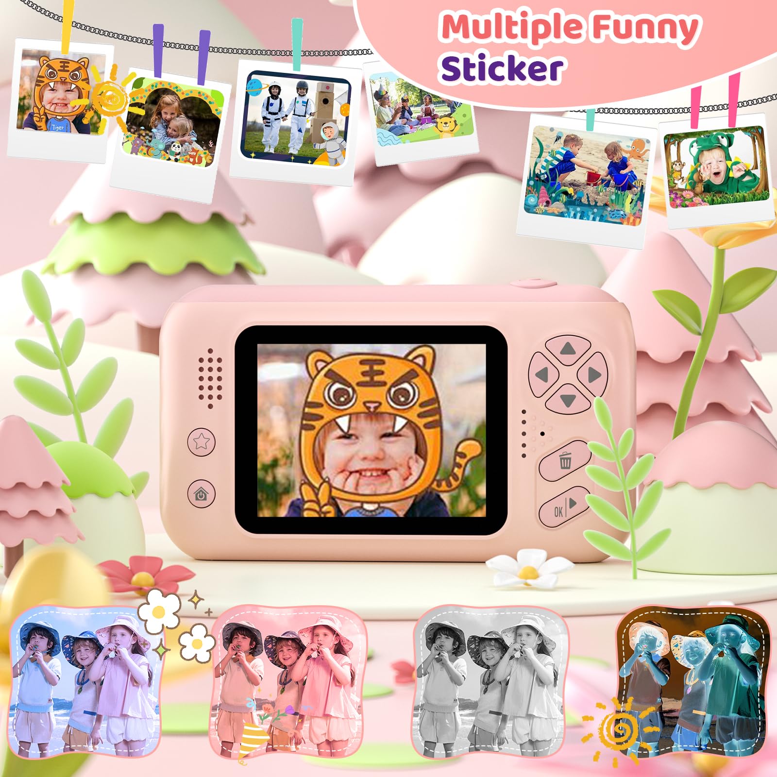 Makolle Kids Camera Toys for Girls 3-12 Year Old, Pink