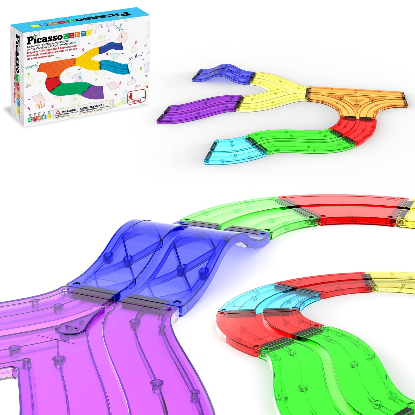 12pcs Race Track Add-On Magnetic Railway 5Styles Building Block Set Magnet Tiles Construction Toy STEM Learning Early Education Toys Blocks Child