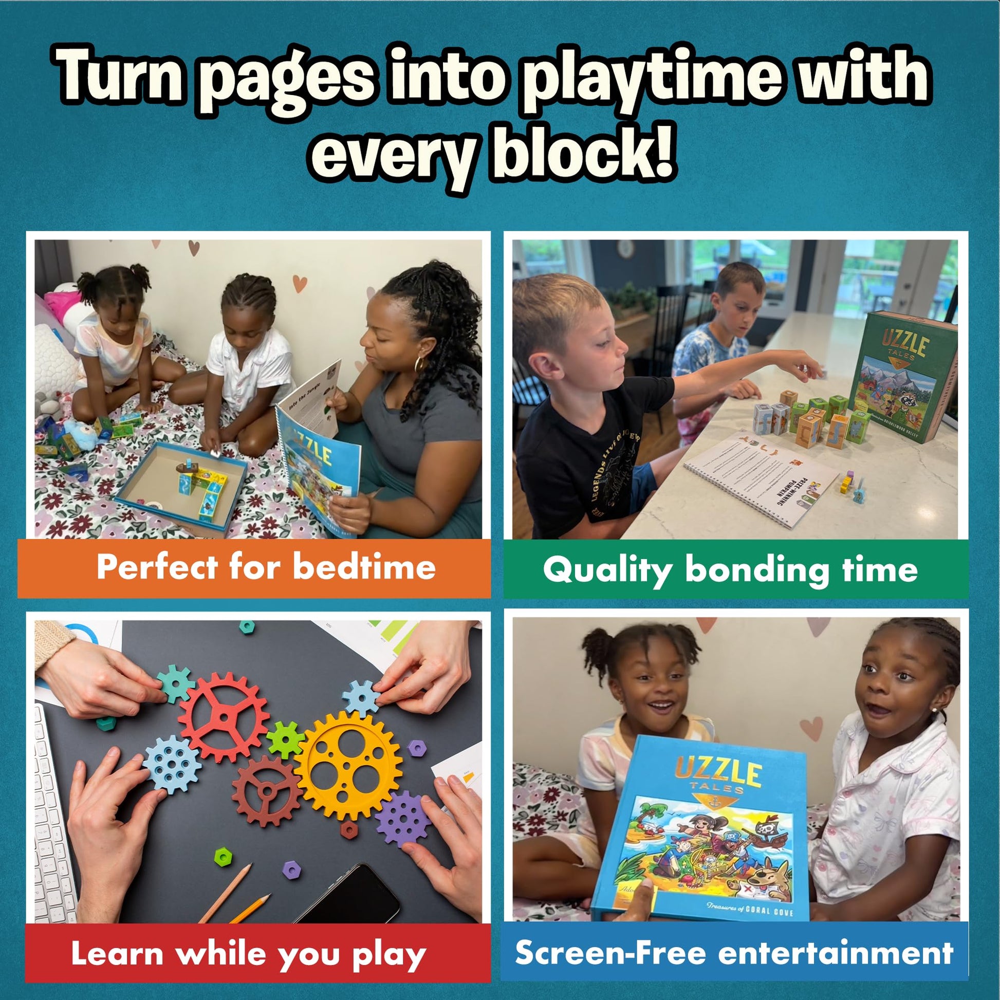 Uzzle Tales: Coral Cove - Interactive Storybook Puzzle, 2-in-1 Fun Family Story Block Game - Ages 7+ - STEM Learning Story Cards and Story Blocks