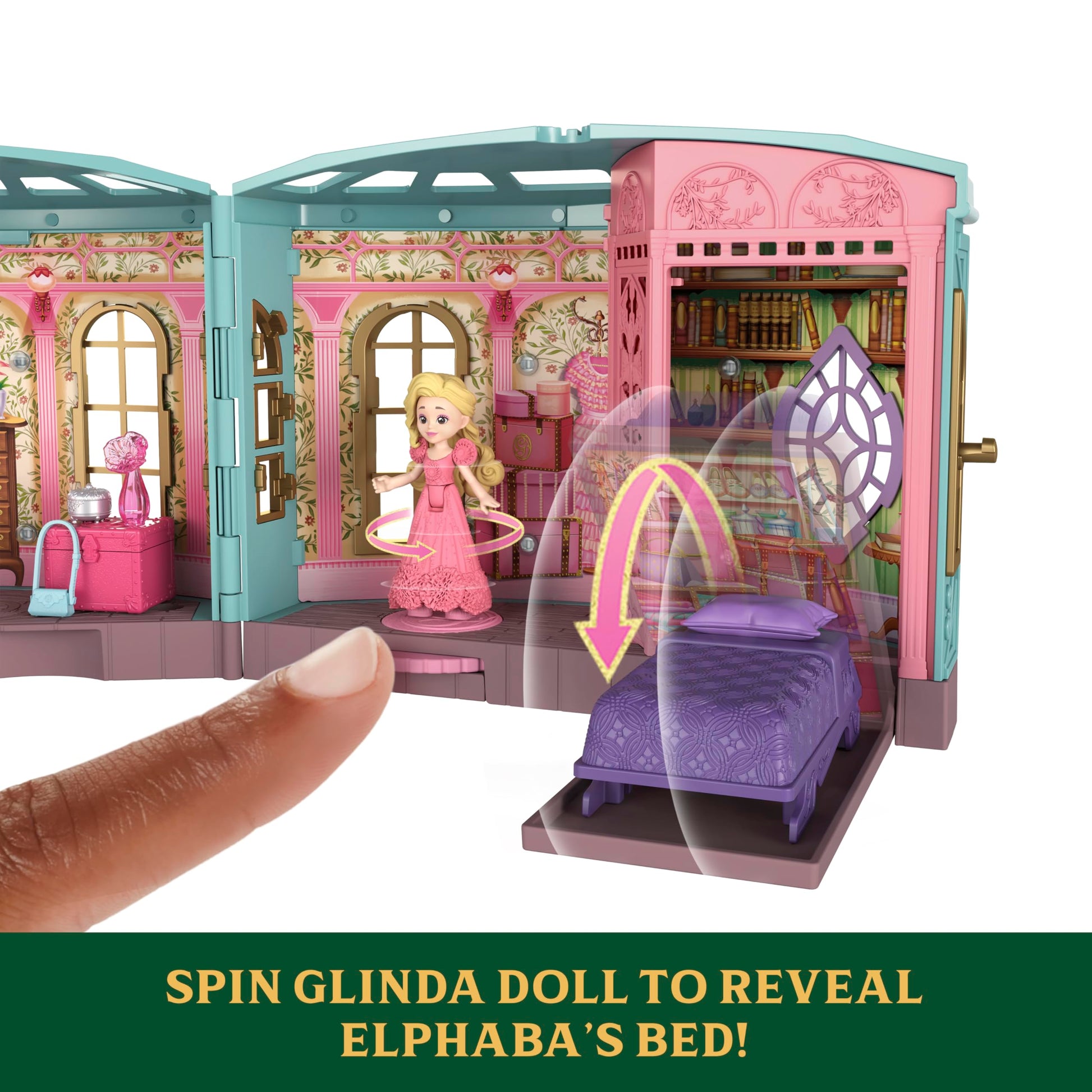 Mattel Universal Pictures’ Wicked So Popular Dorm Small Doll Playset with 3 Play Spaces & 9 Accessories, Inspired by the Movie