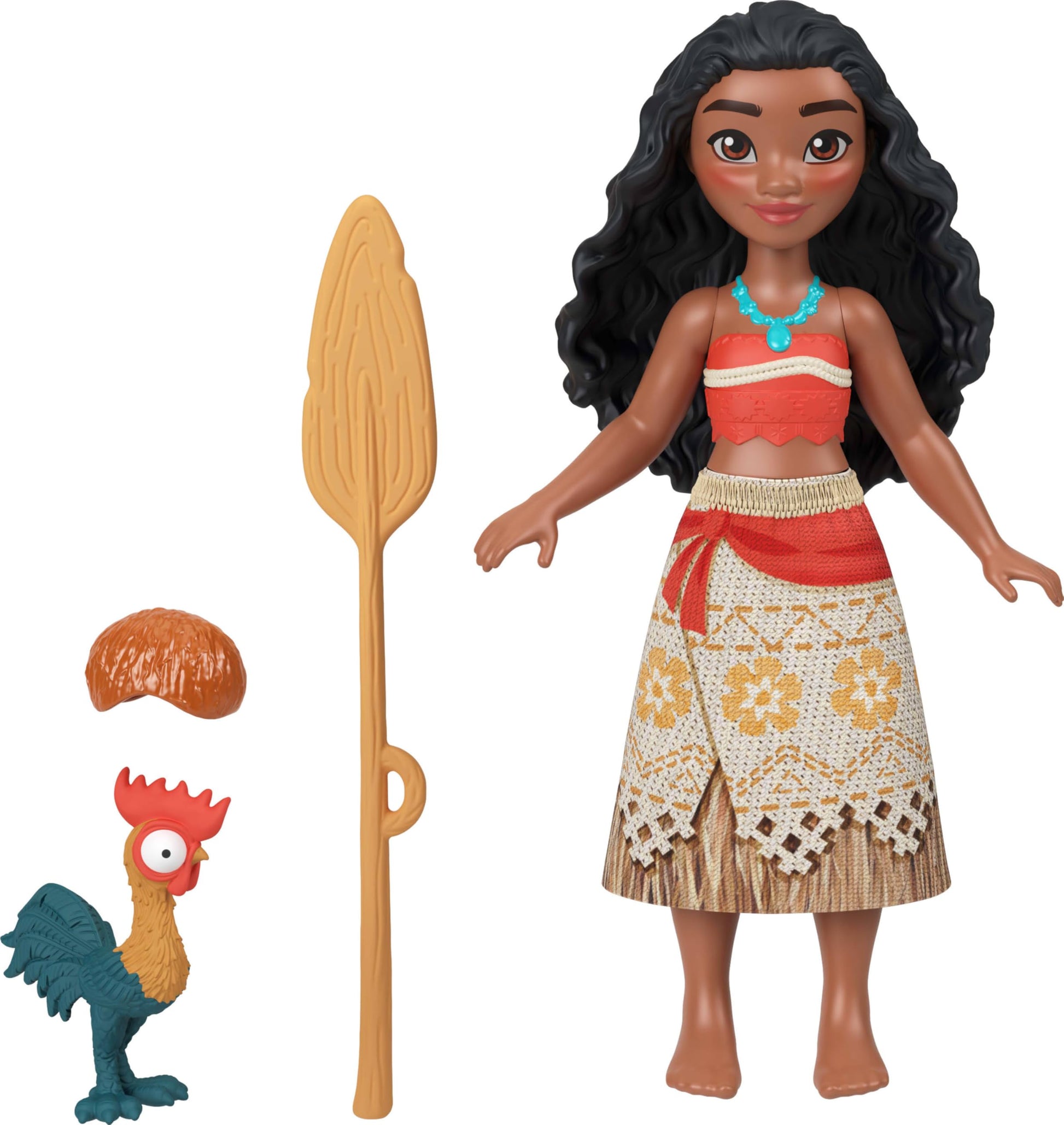 Mattel Disney Toys, Moana Small Doll & Floating Boat Playset with Heihei Rooster Figure, Wave Launcher & 2 Accessories, Inspired by Movie
