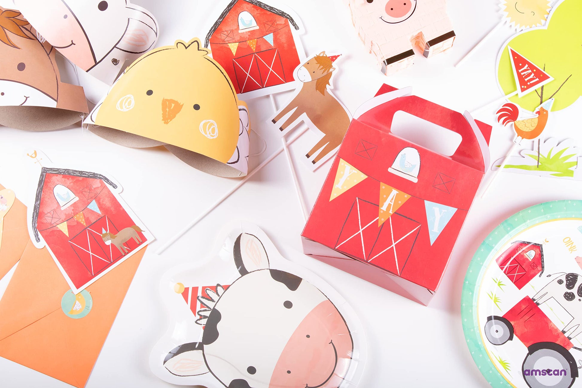 Amscan Adorable Barnyard Birthday Paper Crowns - 4.5" x 6.75" (Pack of 8) - Four Festive Styles, Equally Assorted - Perfect for Kids' Farm-Themed