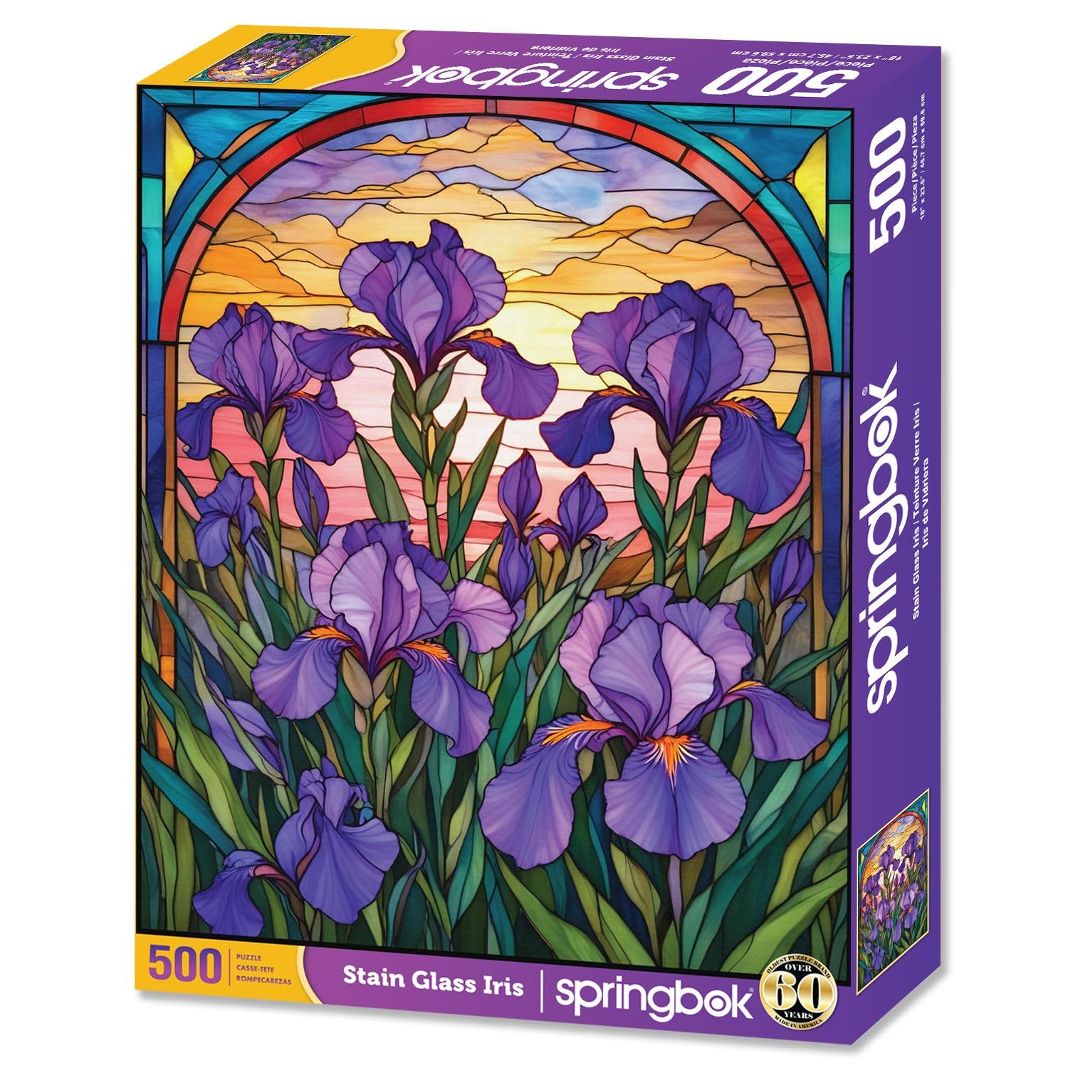 Springbok Stained Glass Iris 500 Piece Jigsaw Puzzle for Adults