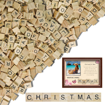 700 PCs Wood Letters Tiles for Crafts,DIY Wooden Letter Tiles, Making Alphabet Coasters Spelling Wood Tile Game,Letter Gift Decoration for Holiday