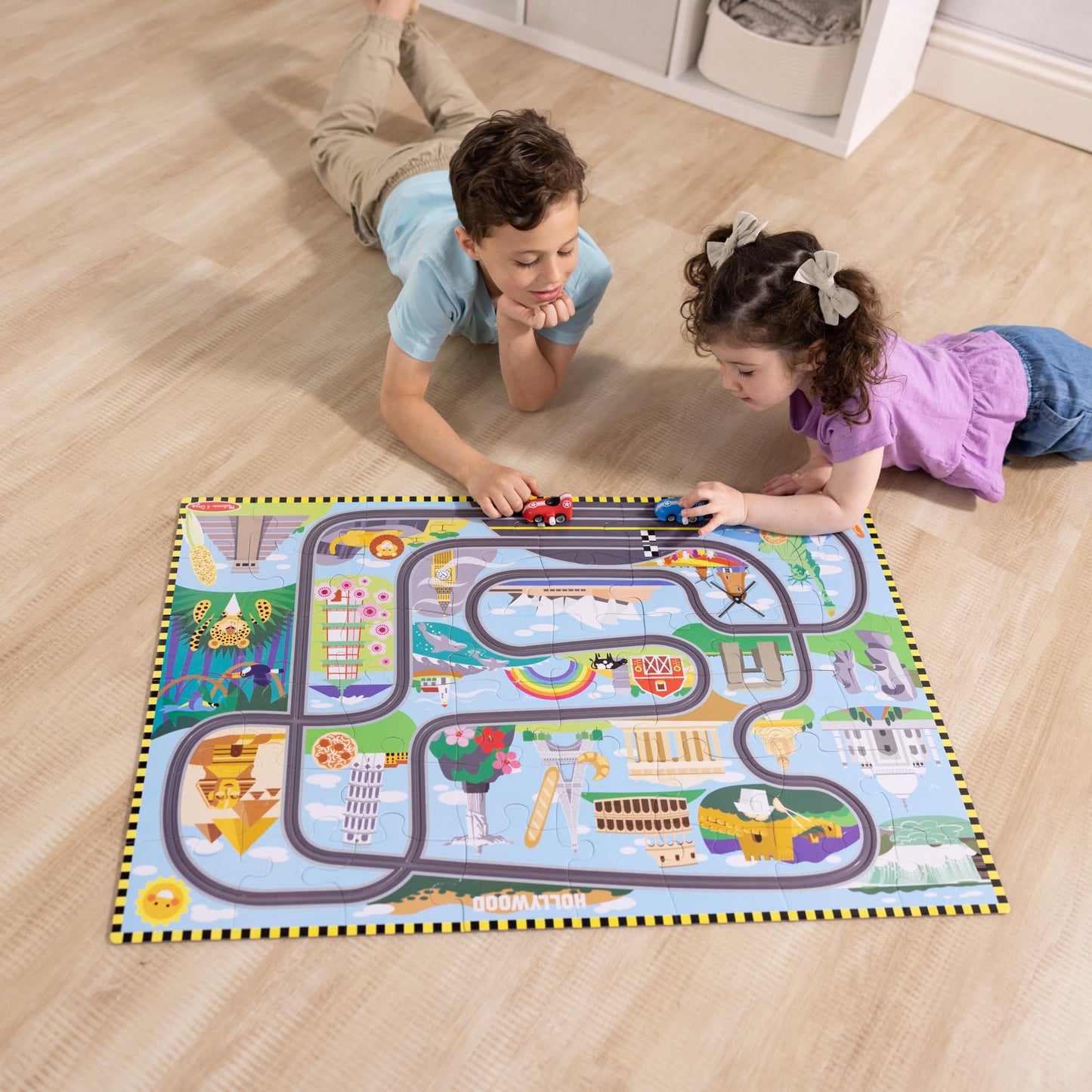 Melissa & Doug Race Around the World Floor Puzzle 48-Piece