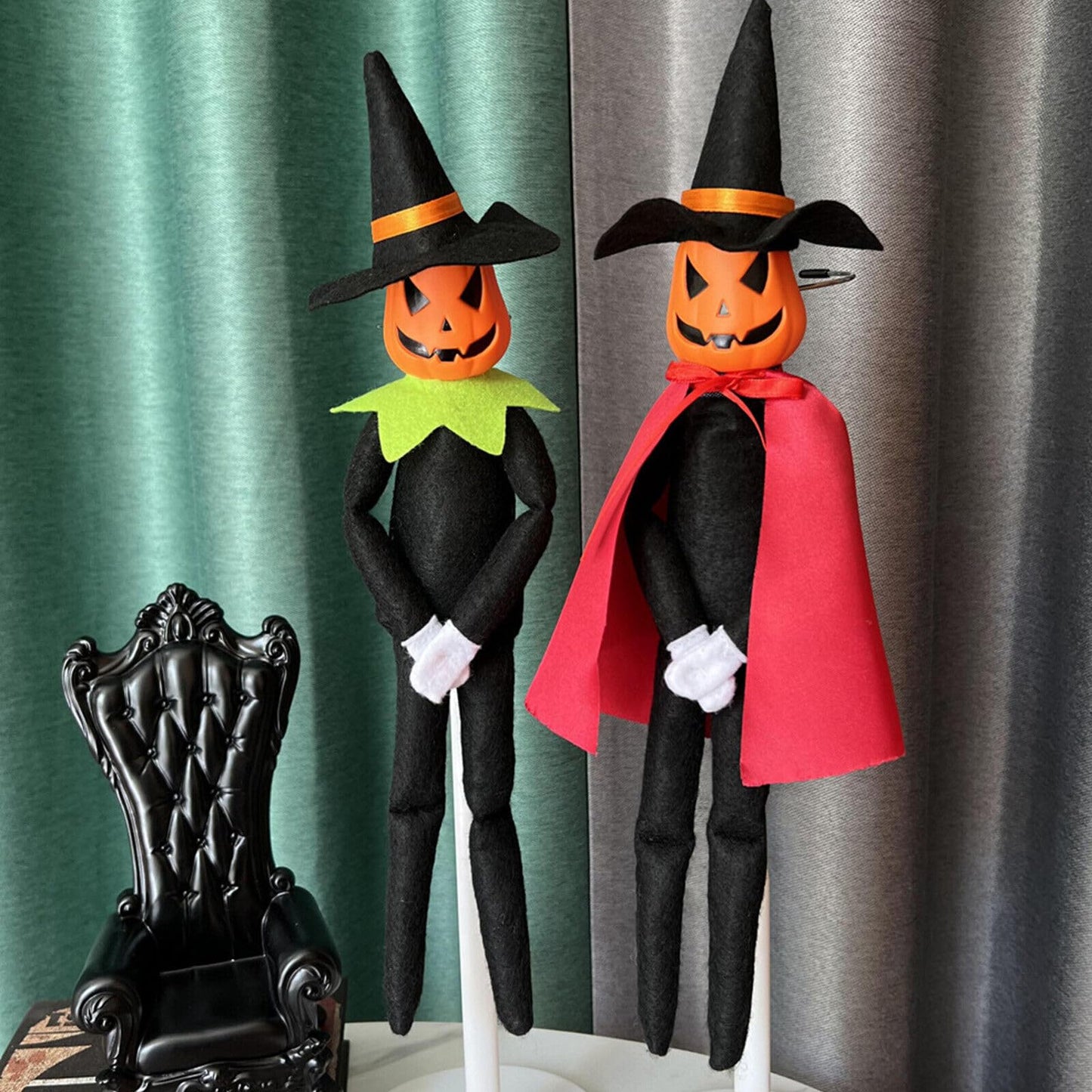 Feetcant 14Inch Halloween Pumpkin Elf Plush, Handmade with Hat and Cape