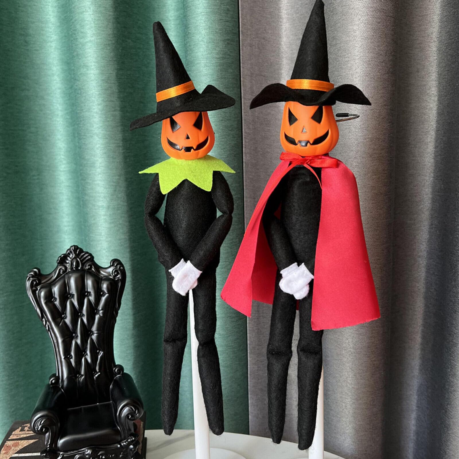 Feetcant 14Inch Halloween Pumpkin Elf Plush, Handmade with Hat and Cape