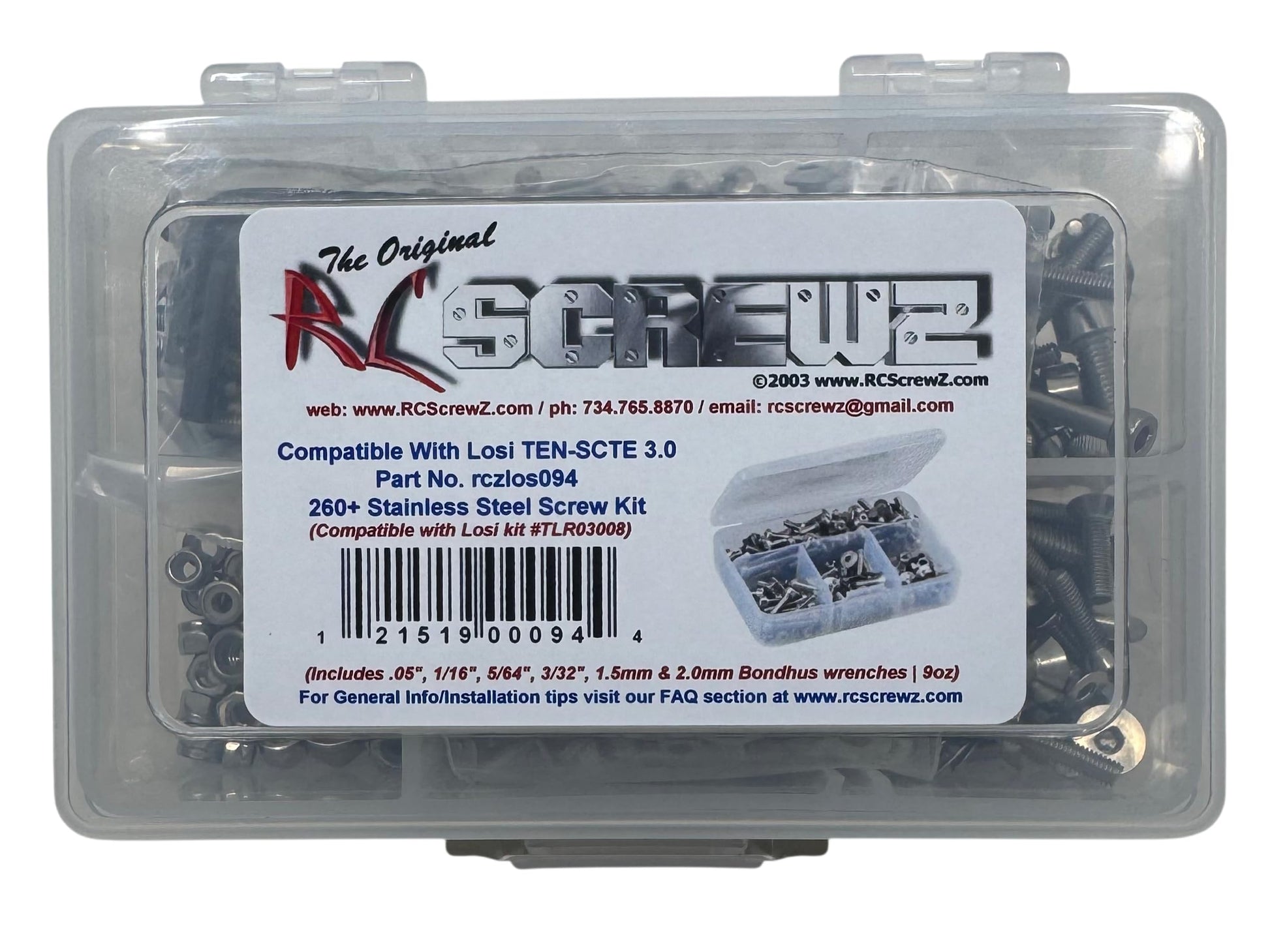 RC Screwz Compatible with Los094 - Team Losi Ten-SCTE 3.0 (TLR03008) Stainless Screw Kit