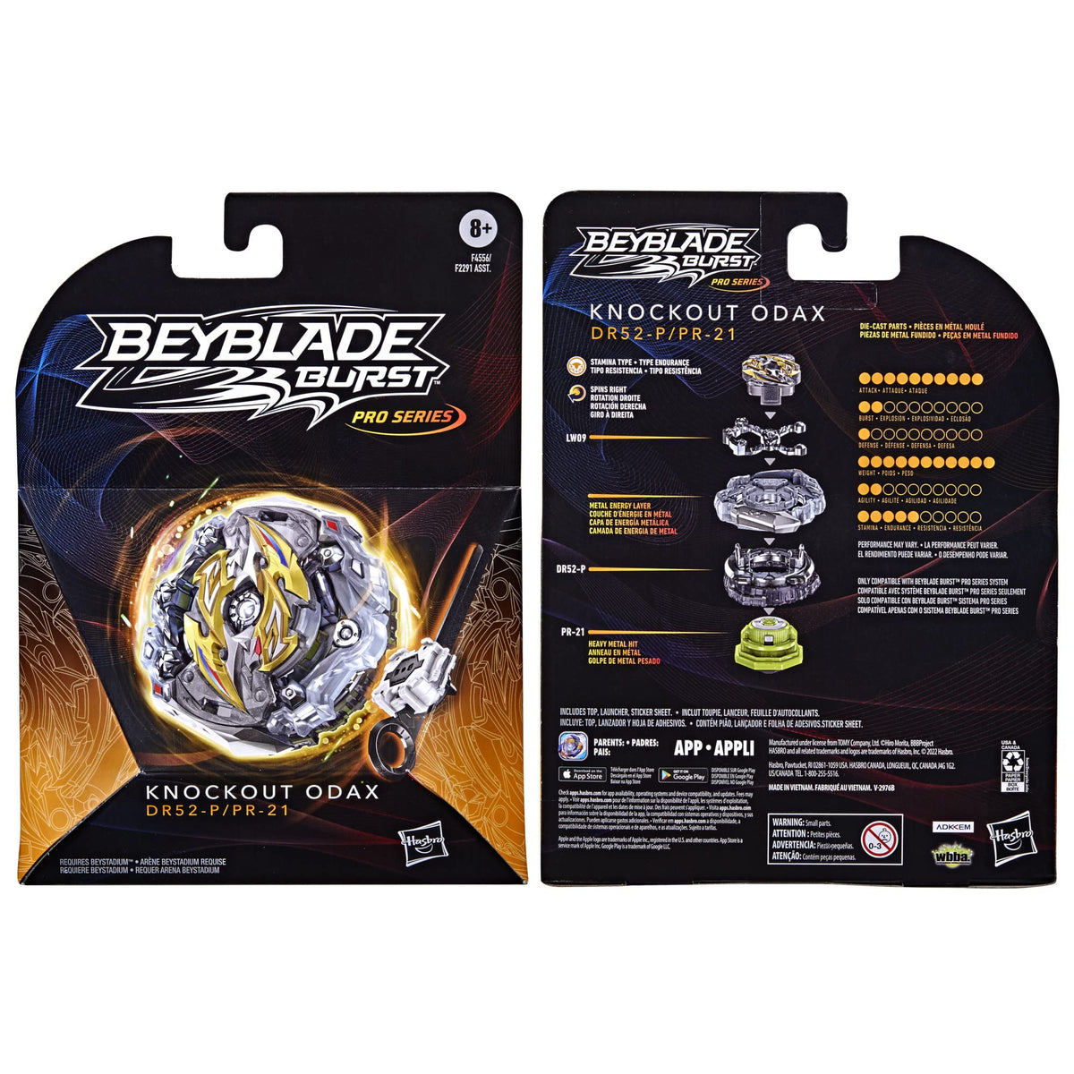 Bey Blade Burst Pro Series Knockout Odax Spinning Top Starter Pack - Stamina Type Battling Game Top with Launcher Toy