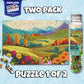 MicroPuzzles “Fields & Flowers” Mini Jigsaw Puzzle 2-Pack - 150-Piece Floral Pocket 4×6 in Puzzle Gift | Made in USA | Small Business