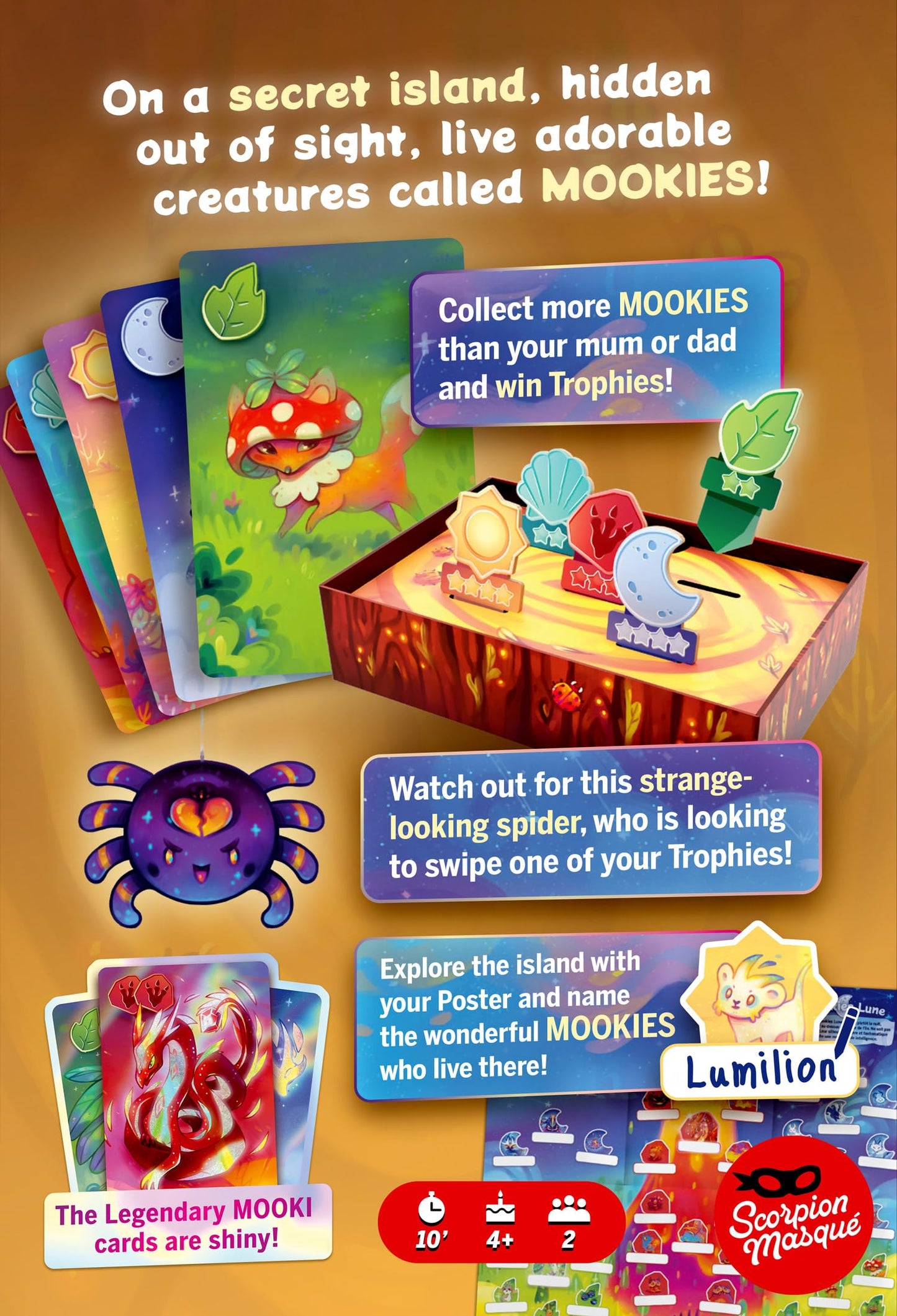 Scorpion Masqué Mooki Island | Adorable Set Collection Card Game for Kids | Befriend Whimsical Creatures & Earn Trophies | Beginner Strategy Board