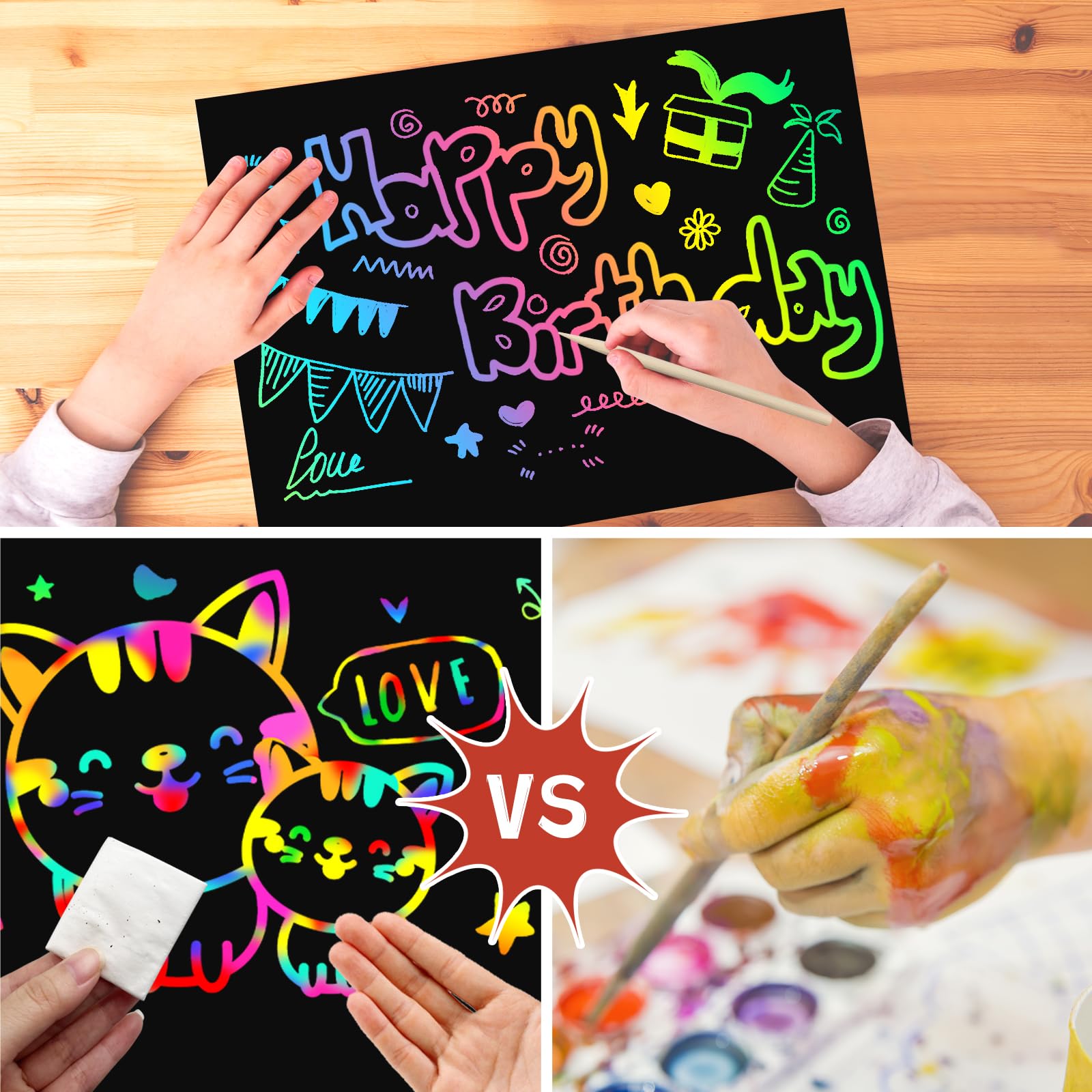 ZMLM Scratch Paper Art Craft: 2 Pack Rainbow Scratch Notebooks Crafts for Kids Ages 4-8 Year Old Girl Birthday Gift Games for Kids Arts Kits School