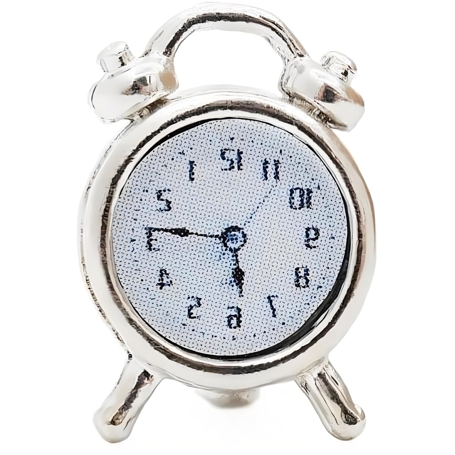 Miniature Alarm Clock 1/12 Scale, Tiny Silver Decor for Dollhouse, Diorama Props, Model Displays and Miniature Room Accessories (0.4x0.6 Inch)