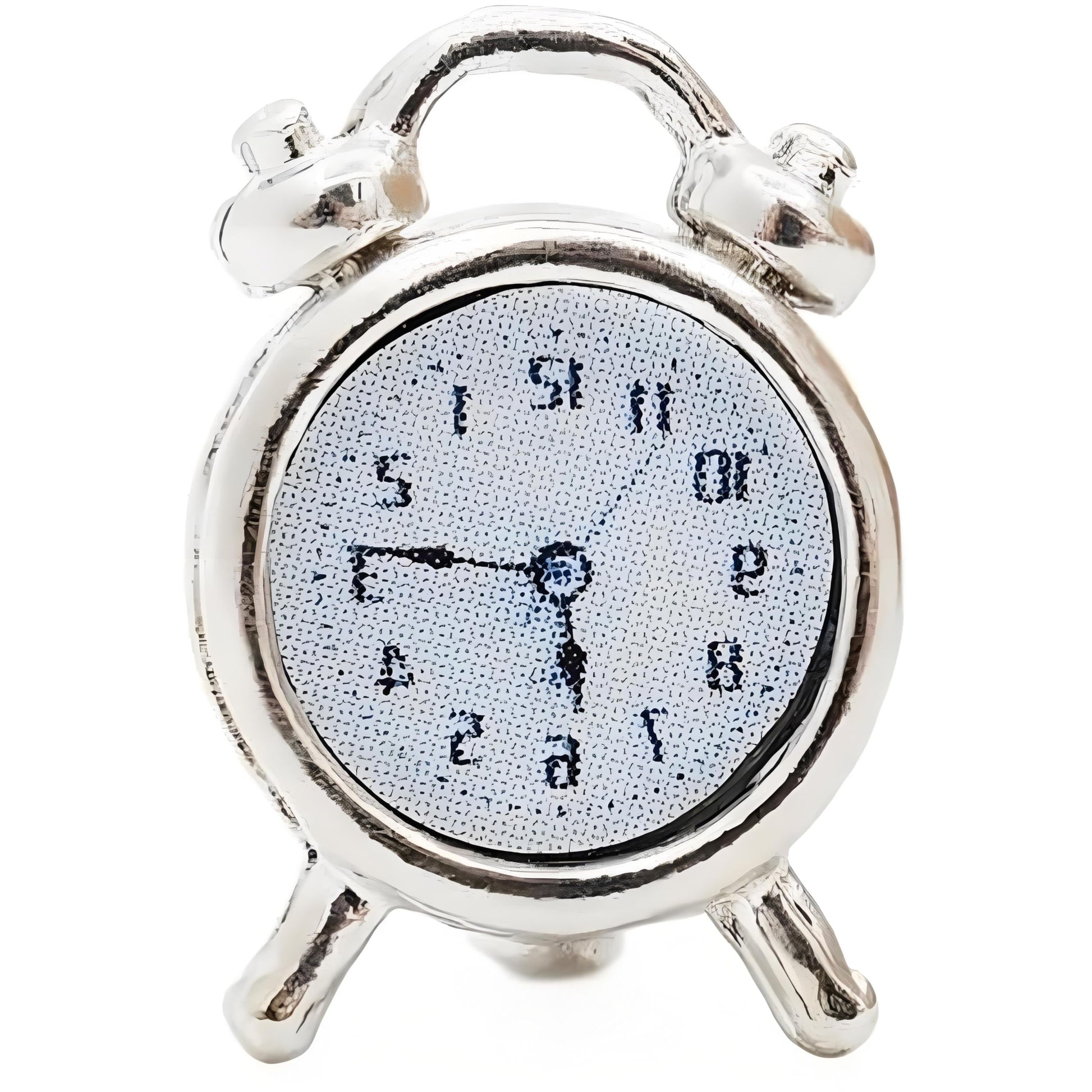 Miniature Alarm Clock 1/12 Scale, Tiny Silver Decor for Dollhouse, Diorama Props, Model Displays and Miniature Room Accessories (0.4x0.6 Inch)