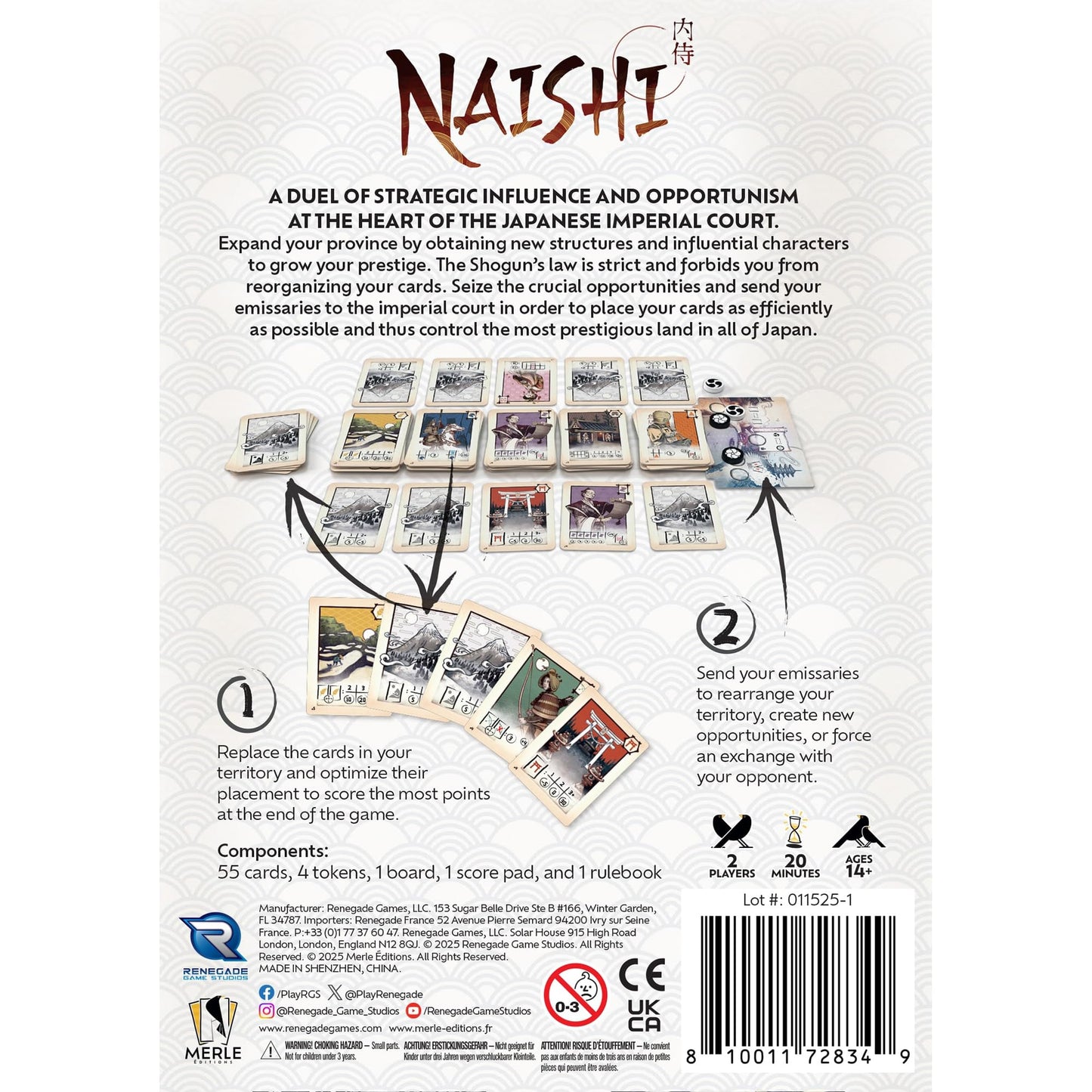 Renegade Game Studios Naishi 2-Player Strategy Card Game, Hand-Management Duel, Territory Control, Feudal Japan, Ages 14+