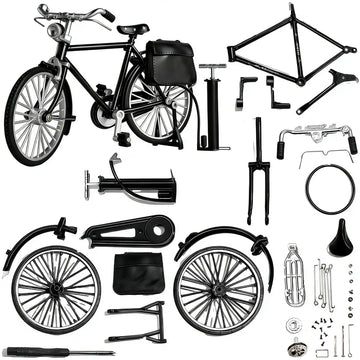Wrzbest 51PCS DIY Finger Bike Models,Miniature Retro Bicycle Figurine with Inflator and Briefcase,Vintage Decorative Bike Model for Home Office
