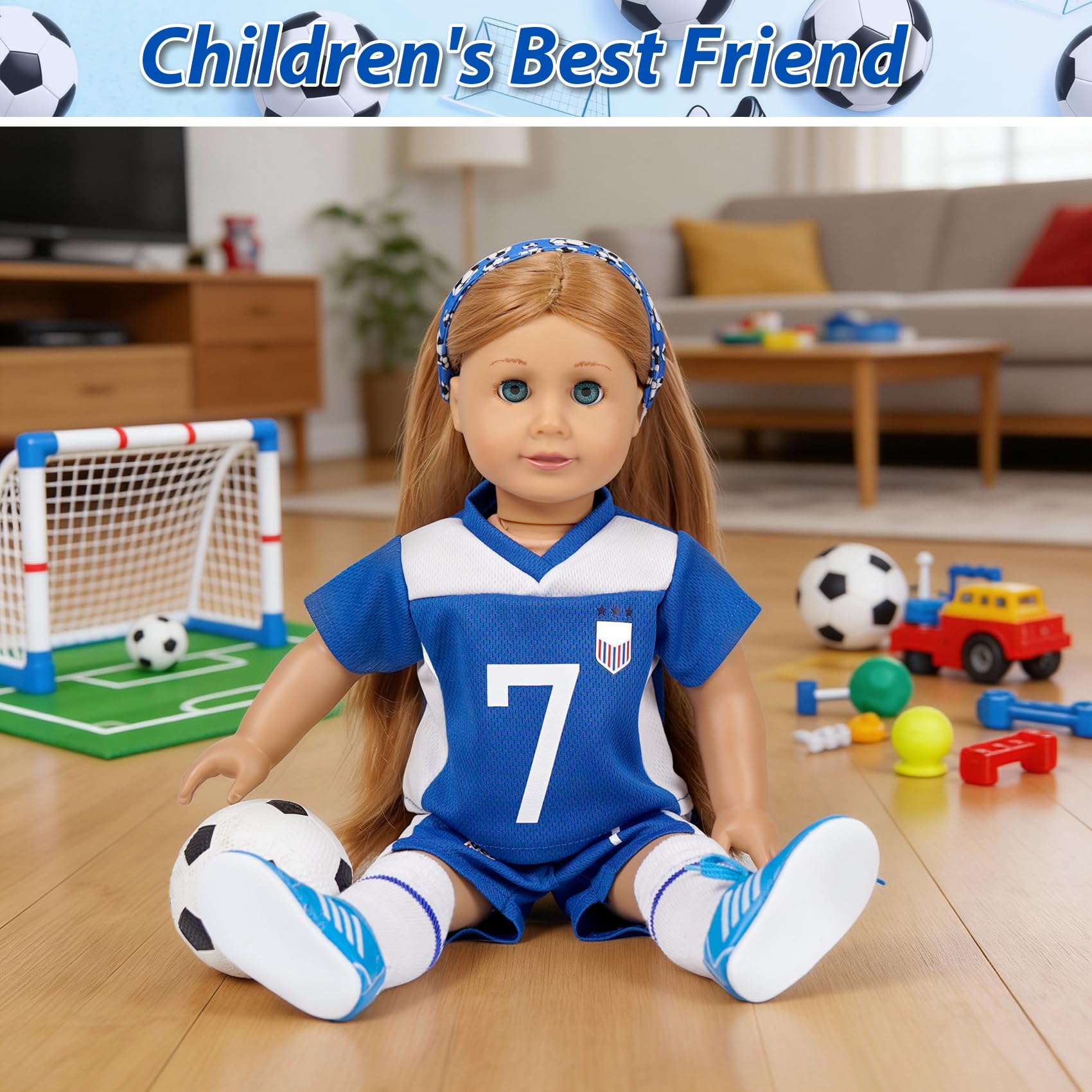 American 18 inch Doll Clothes Accessories-Soccer Uniform Valentine's Gifts for 18 Inch Girl Dolls (Sports)