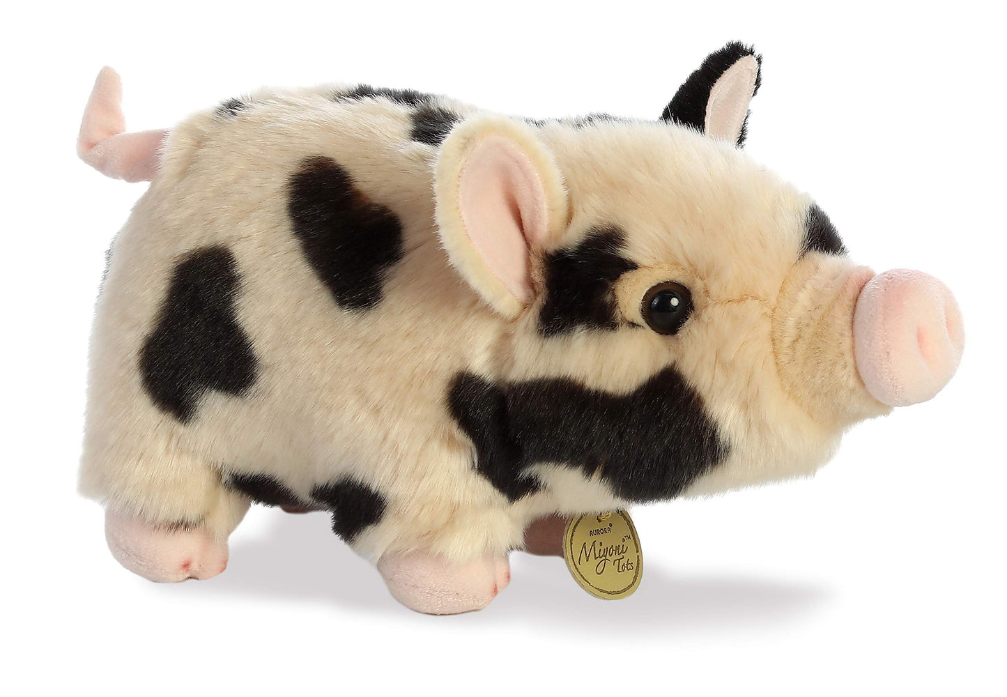 Aurora® Adorable Miyoni® Tots Pot-Bellied Piglet Spotted Stuffed Animal - Lifelike Detail - Cherished Companionship - Pink 11 Inches