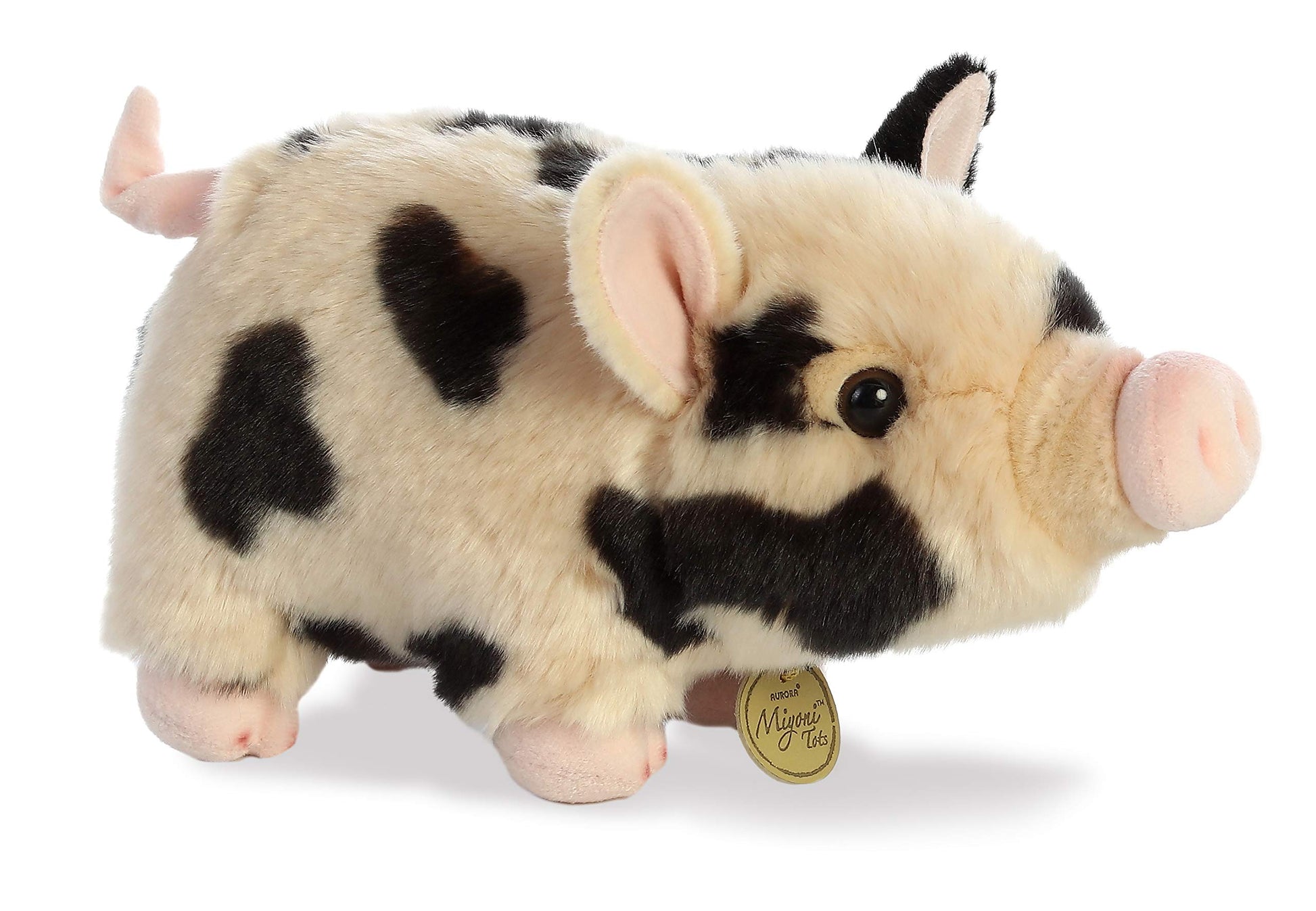 Aurora® Adorable Miyoni® Tots Pot-Bellied Piglet Spotted Stuffed Animal - Lifelike Detail - Cherished Companionship - Pink 11 Inches