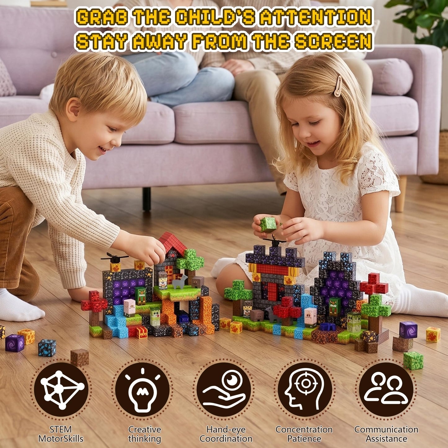 Fitrobust 200PCS Magnetic Blocks, Magnetic Building Blocks, 0.78in Magnetic Building Cubes, STEM Game Stacking Toys for Kids, Birthday Gifts for Boys