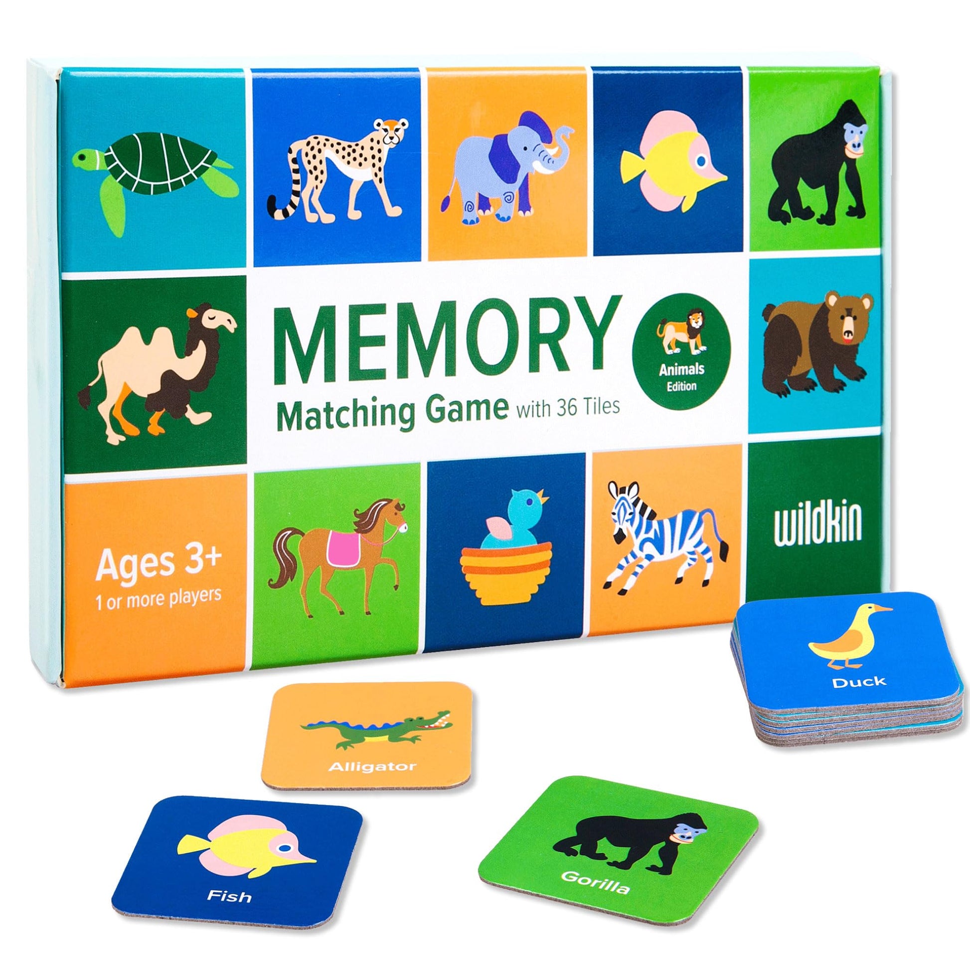 Wildkin Memory Matching Game - 18 Educational Pairs for Toddlers & Preschool - Animals