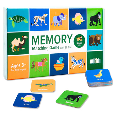 Wildkin Memory Matching Game - 18 Educational Pairs for Toddlers & Preschool - Animals