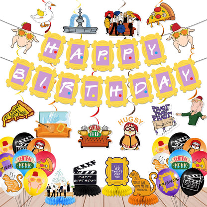 Friends Themed Party Decorations Banner Friends Party Decorations Friends TV Show Decorations Hanging Swirls Balloons Honeycomb Centerpieces