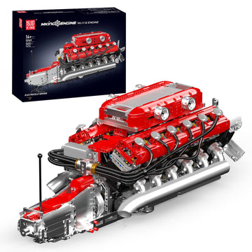 Mould King V12 Engine Model Kit That Runs, MOC Engineering Model Building Kit with Battery and Motor, 3472 PCS STEM Engineering Building Blocks