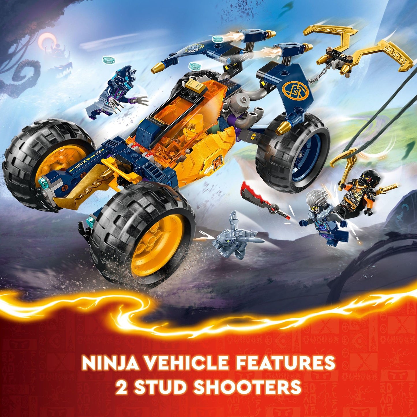 LEGO NINJAGO Arin’s Ninja Off-Road Buggy Car Toy with 4 Minifigures, Building Set for Kids with Dragon Toy from The NINJAGO Dragons Rising TV Show,