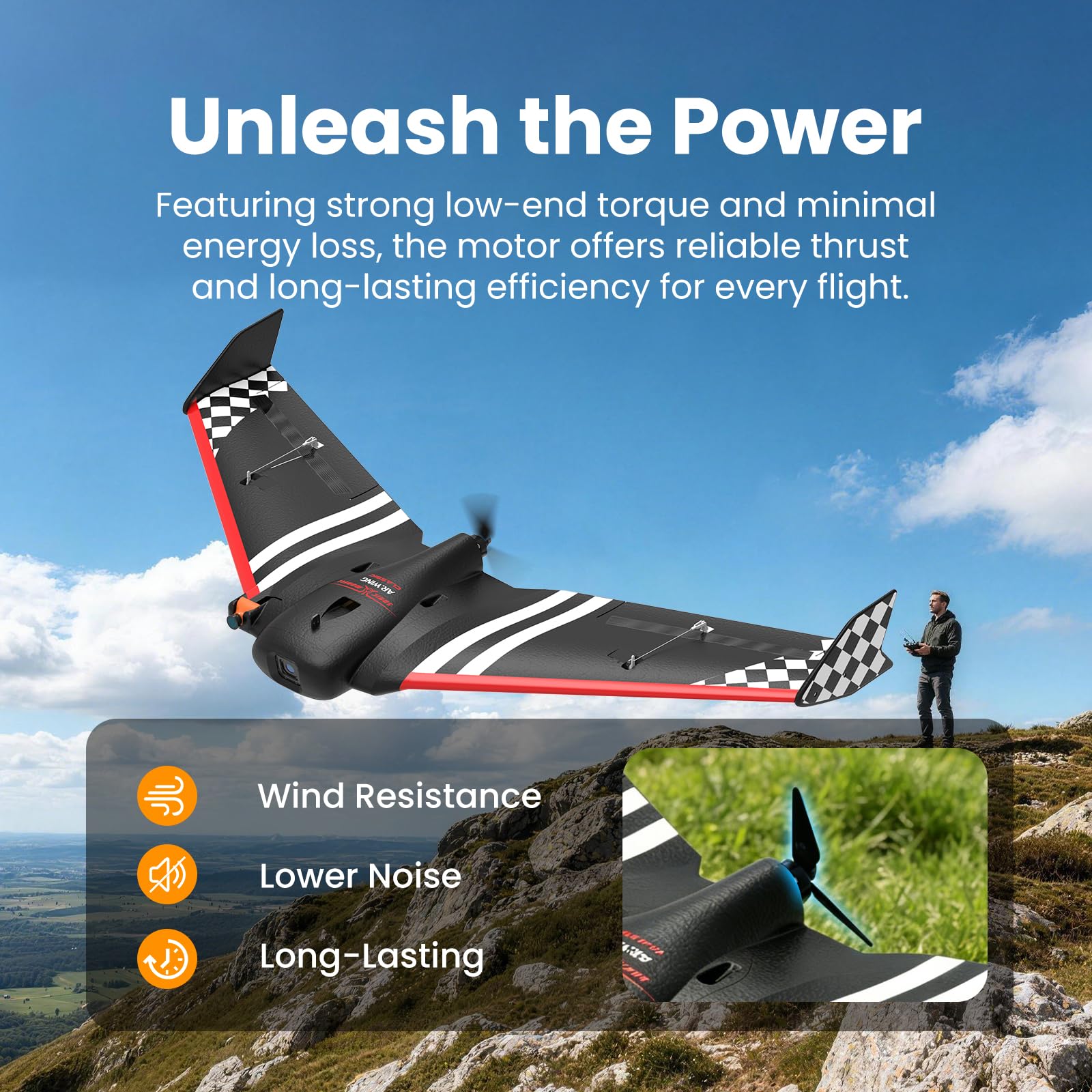 Buddy RC Sonic Modell AR Wing Classic RC Airplane, FPV Plane RC Airplane for Adults with 900MM Wingspan, Easy Controlled RC Plane For The Skilled (PNP