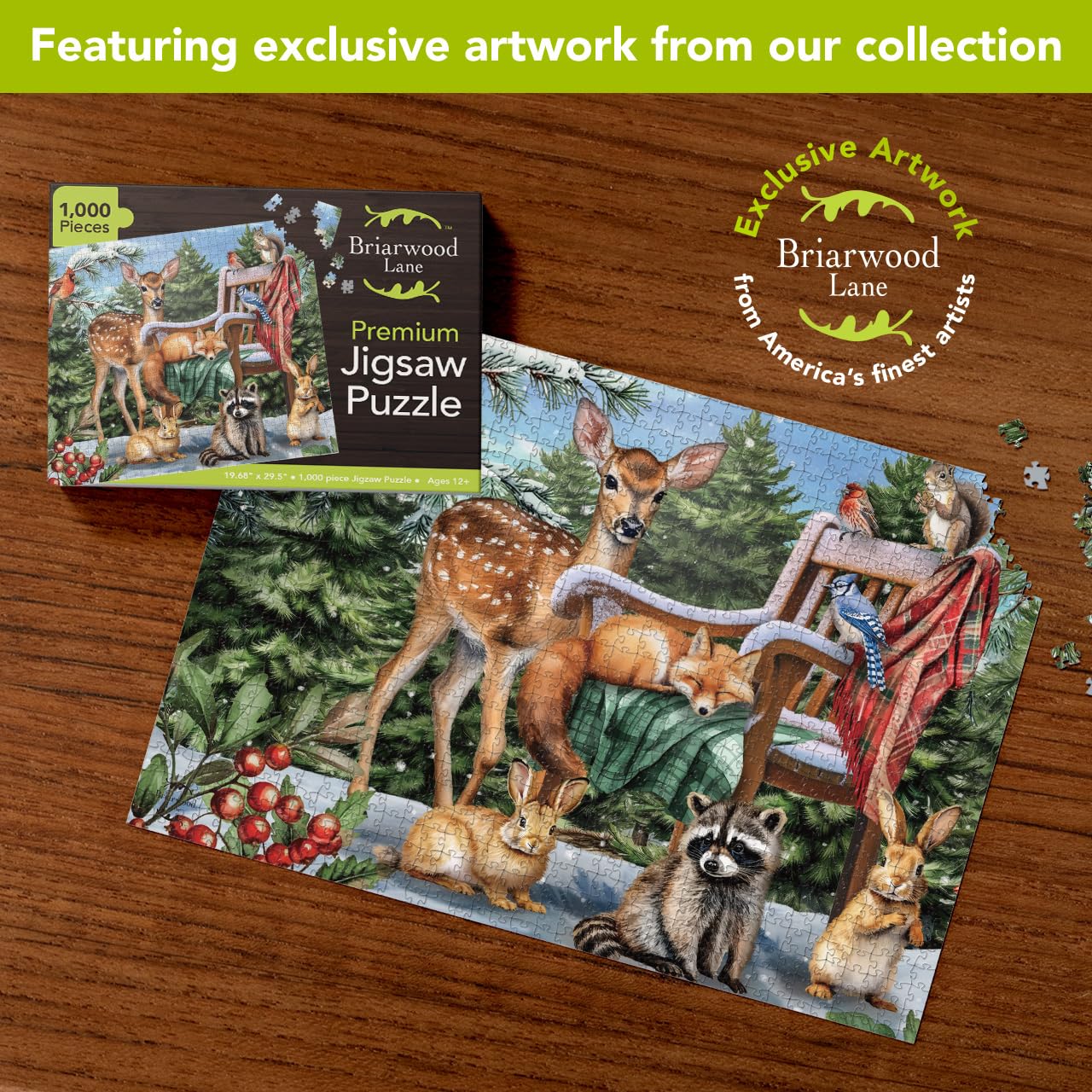 Briarwood Lane Winter Jigsaw Puzzle 1000 Pieces Adult Finished Size 29.5x19.68 Snow Day Friends Puzzle for Game Night