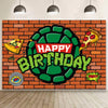 Cartoon for Turtles Happy Birthday Backdrop Birthday Party Supplies Kawaii Background for Boys Girls,Happy Birthday Banner Backdrop for Kids Party